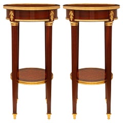 Antique French 19th century Louis XVI st. Mahogany Tulipwood Kingwood Ormolu side table