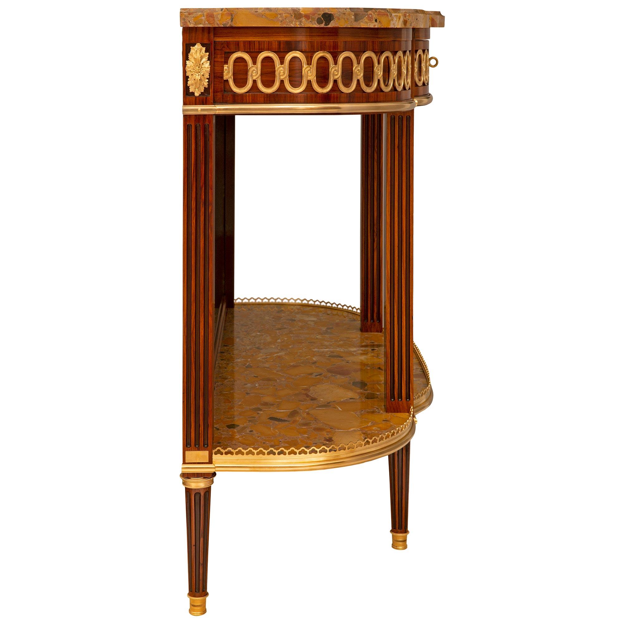 French 19th Century Louis XVI St. Mahogany, Tulipwood, Mirror And Marble Console For Sale 1