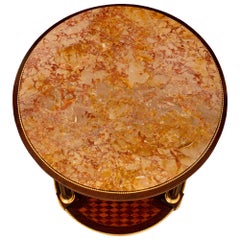 French 19th Century Louis XVI St. Mahogany, Tulipwood, Ormolu, And Marble Table