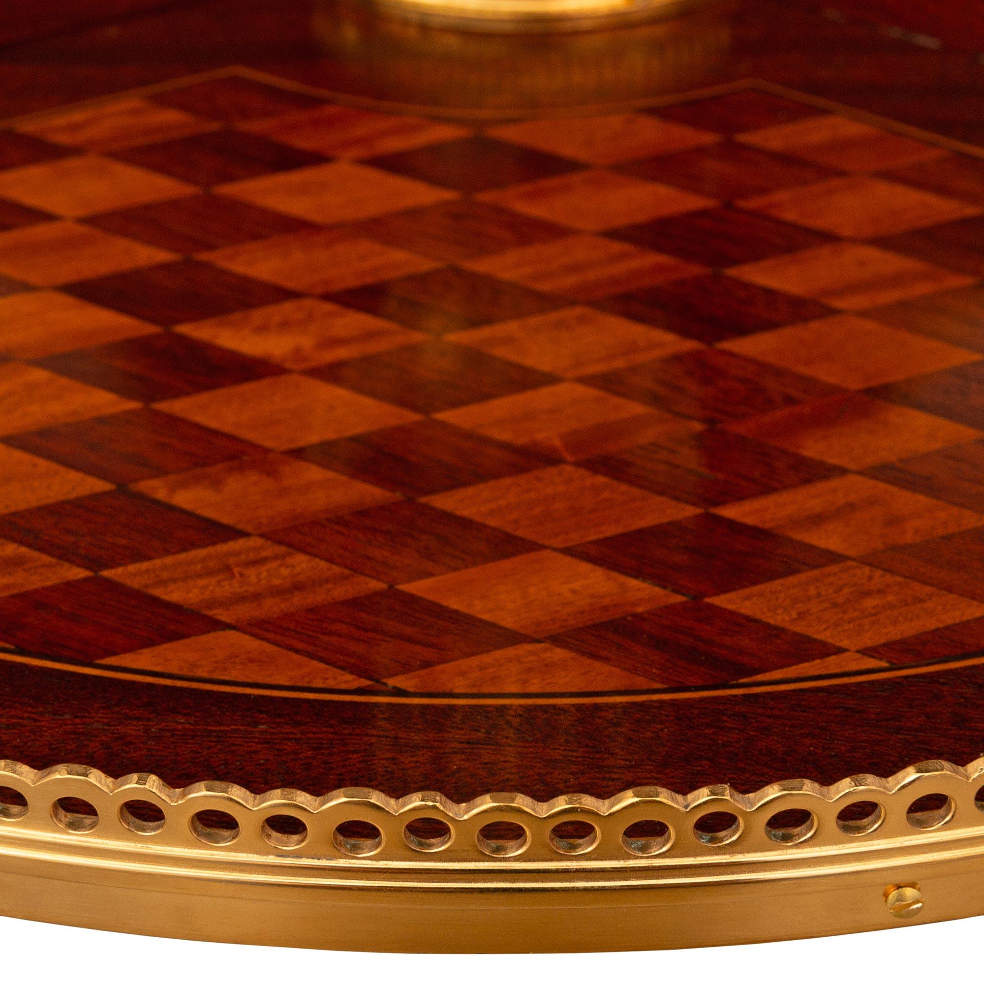 French 19th Century Louis XVI St. Mahogany, Tulipwood, Ormolu, And Marble Table For Sale 5