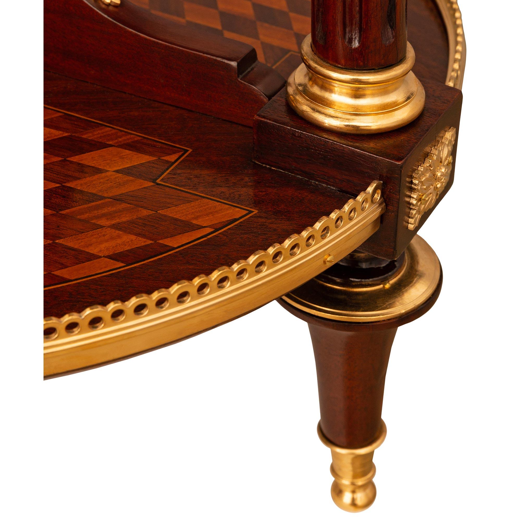 French 19th Century Louis XVI St. Mahogany, Tulipwood, Ormolu, And Marble Table For Sale 6