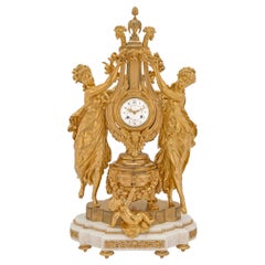 Antique French 19th Century Louis XVI St. Marble and Finely Chased Ormolu Clock