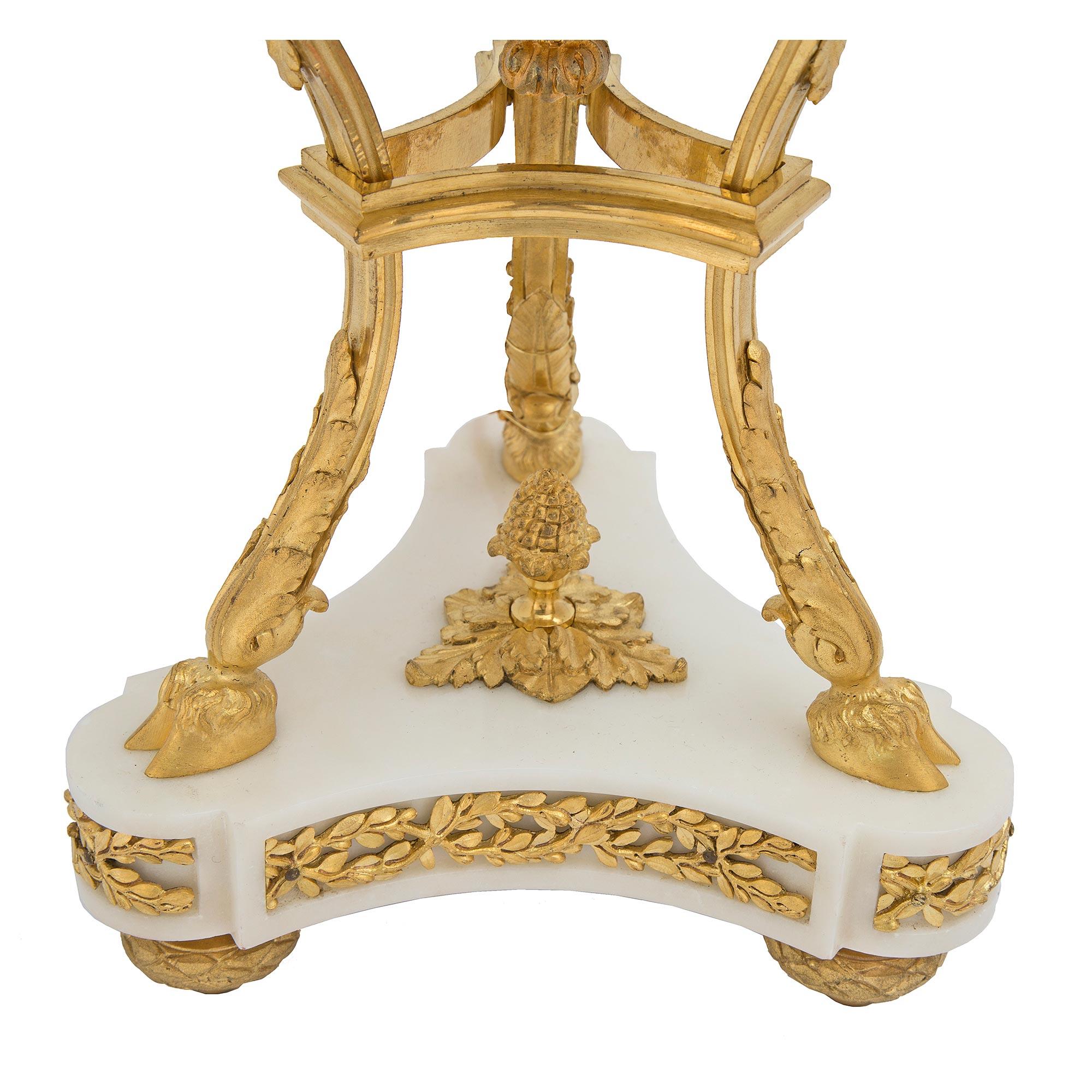 French 19th Century Louis XVI St. Marble and Ormolu Candelabras Lamps For Sale 3