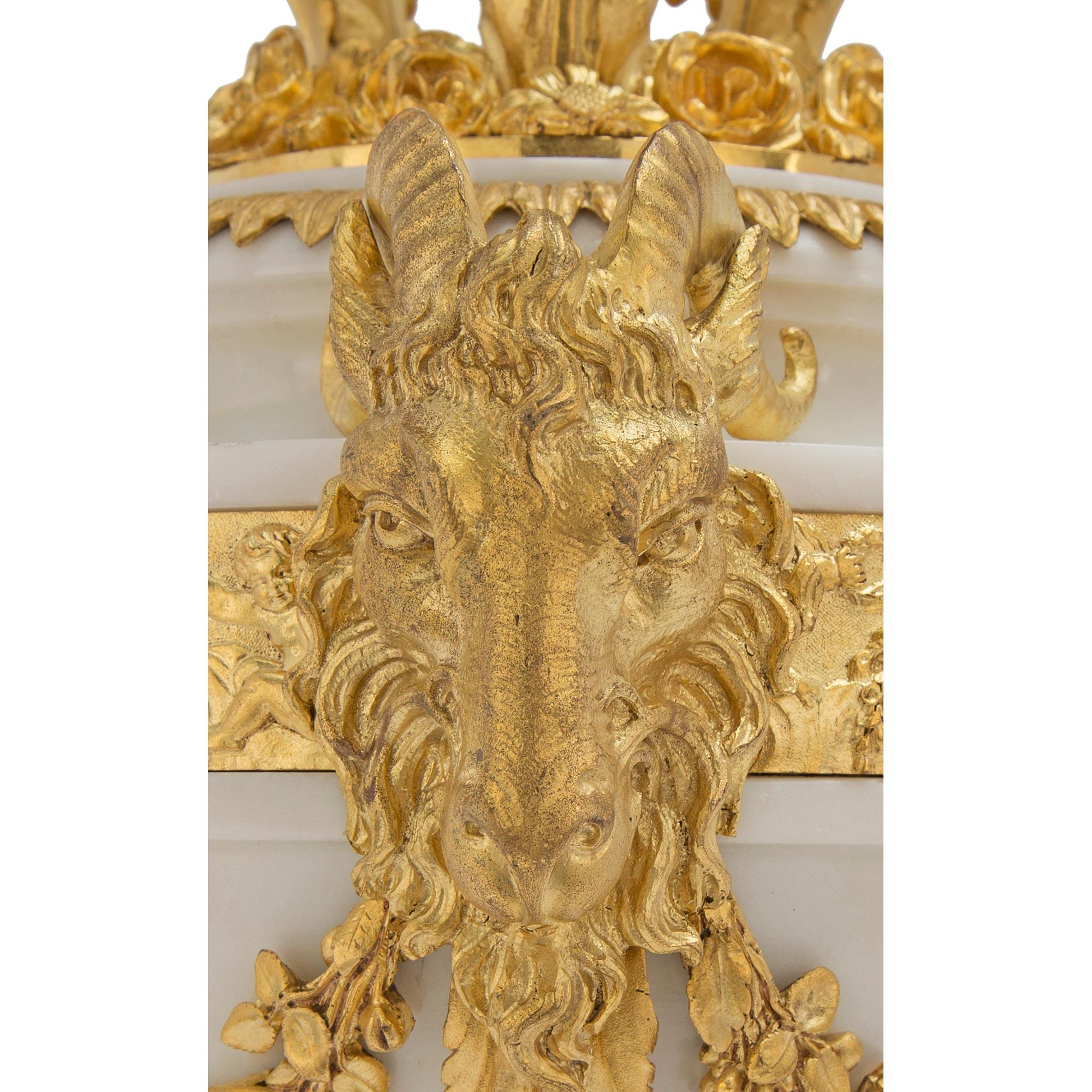French 19th Century Louis XVI St. Marble and Ormolu Candelabras Lamps For Sale 4