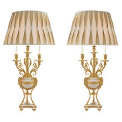 French 19th Century Louis XVI St. Marble and Ormolu Candelabras Lamps