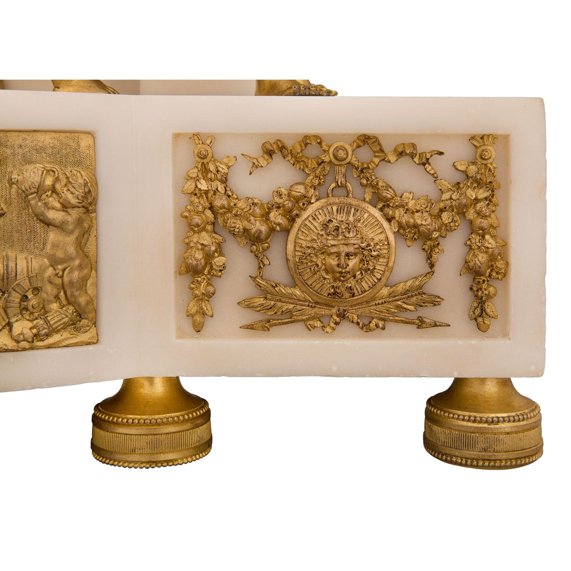 French 19th Century Louis XVI St. Marble and Ormolu Clock For Sale 7