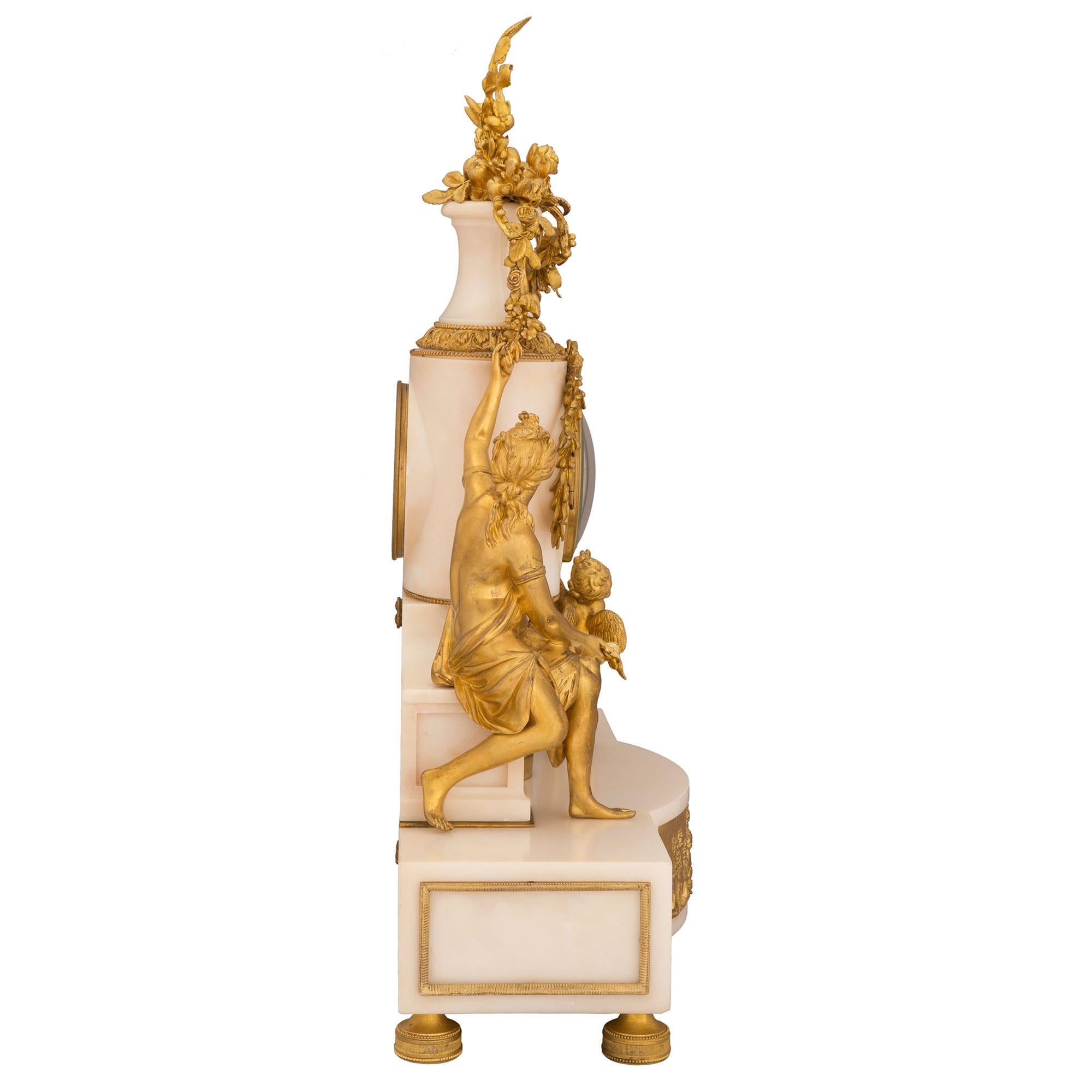 French 19th Century Louis XVI St. Marble and Ormolu Clock In Good Condition For Sale In West Palm Beach, FL