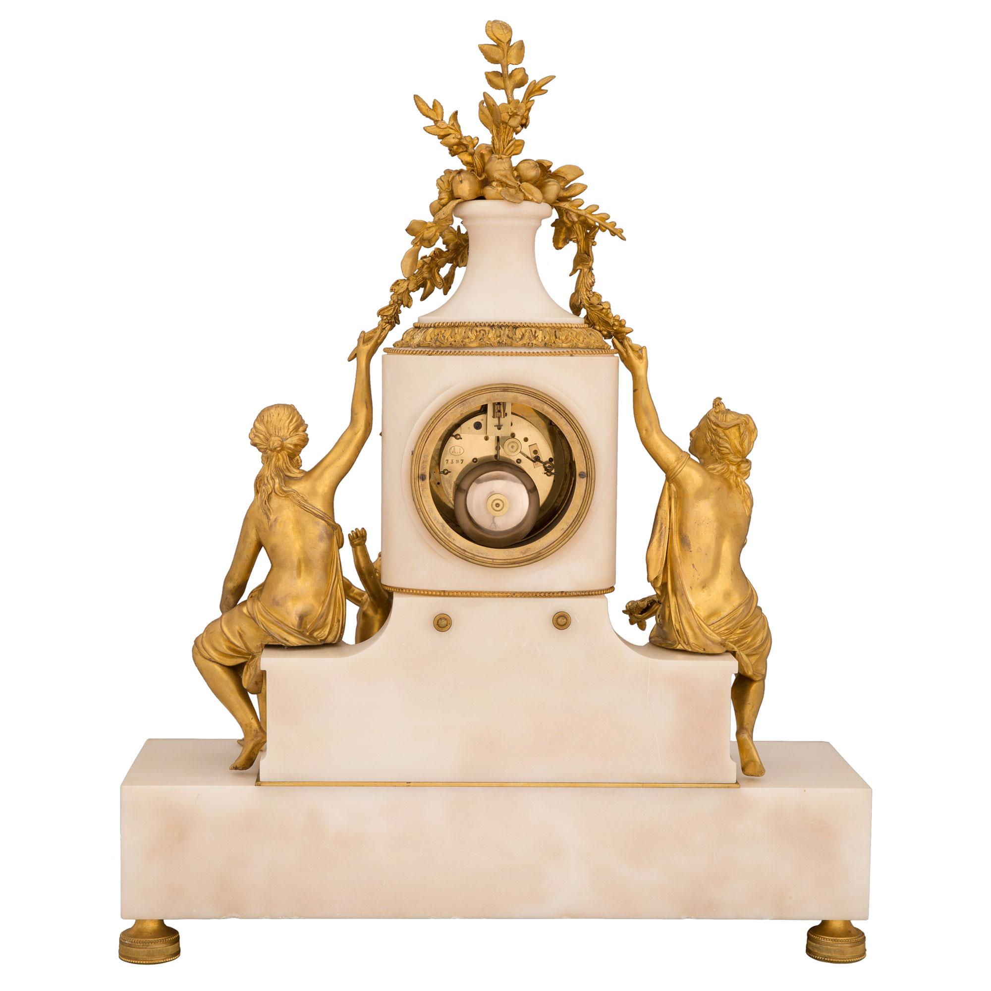 French 19th Century Louis XVI St. Marble and Ormolu Clock For Sale 1