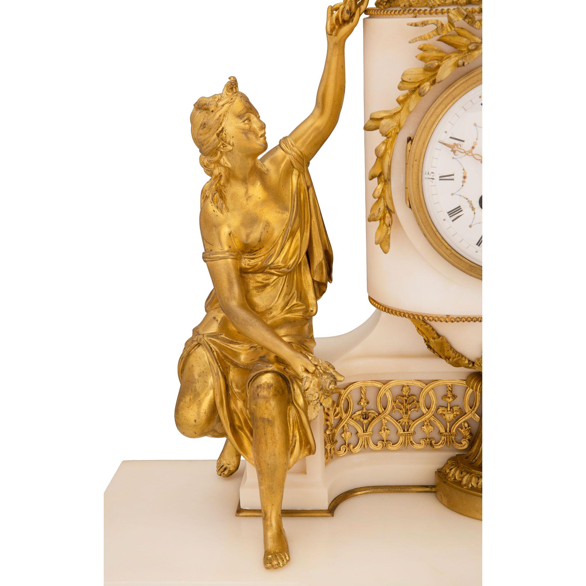 French 19th Century Louis XVI St. Marble and Ormolu Clock For Sale 3