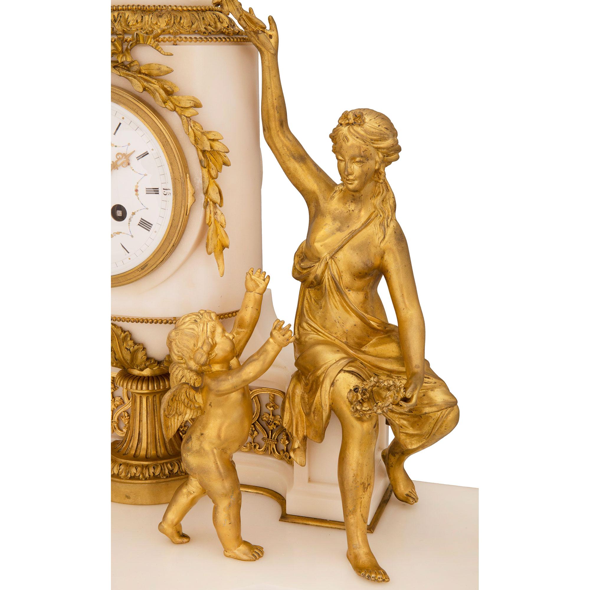 French 19th Century Louis XVI St. Marble and Ormolu Clock For Sale 5