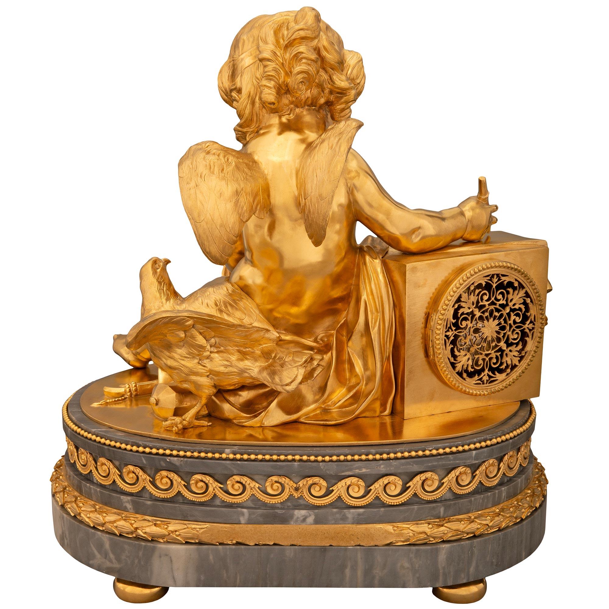 French 19th century Louis XVI st. marble and Ormolu clock, signed Derniere For Sale 8