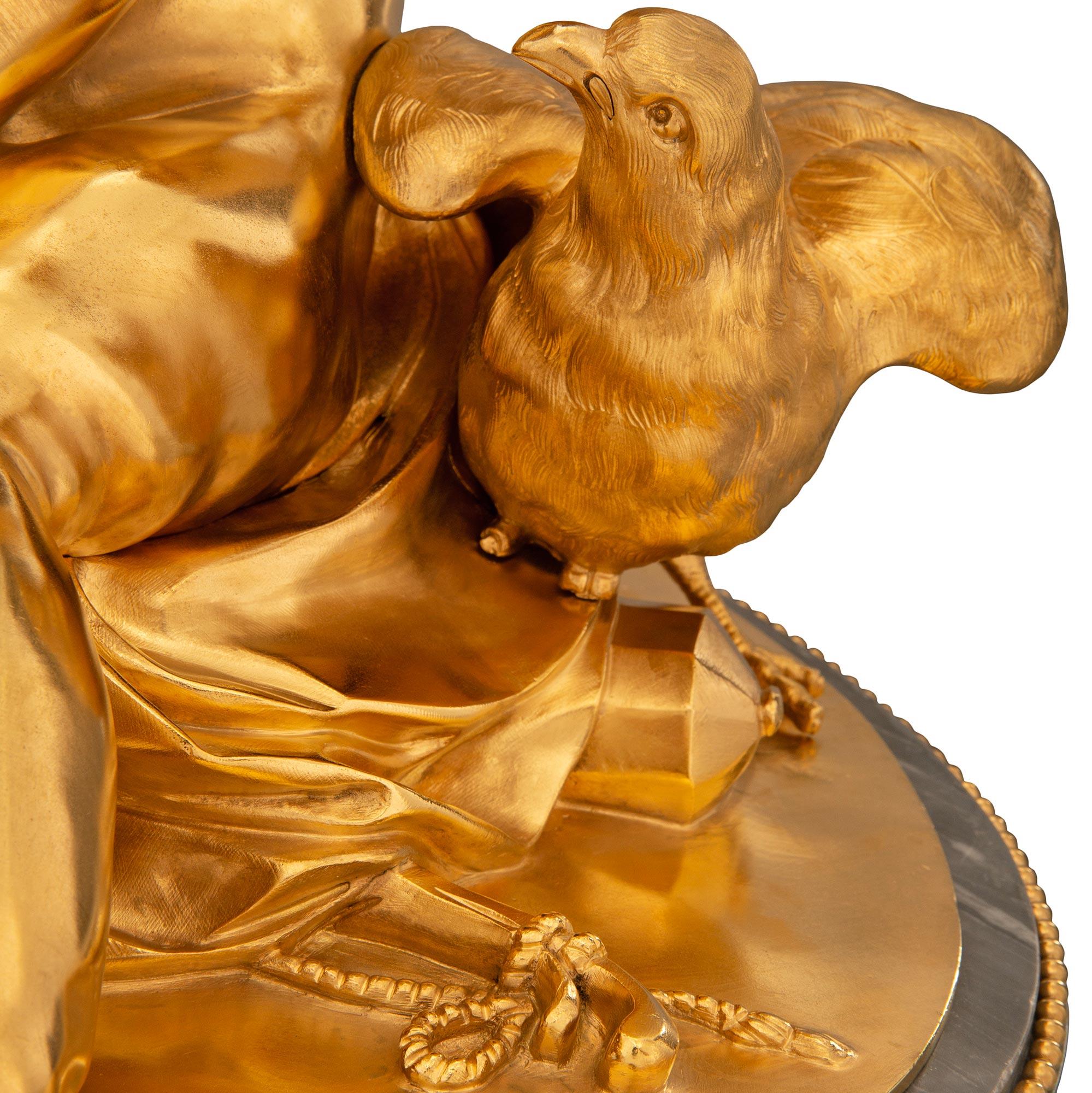 Horloge française du 19e siècle en marbre de style Louis XVI et bronze doré, signée Derniere en vente 1