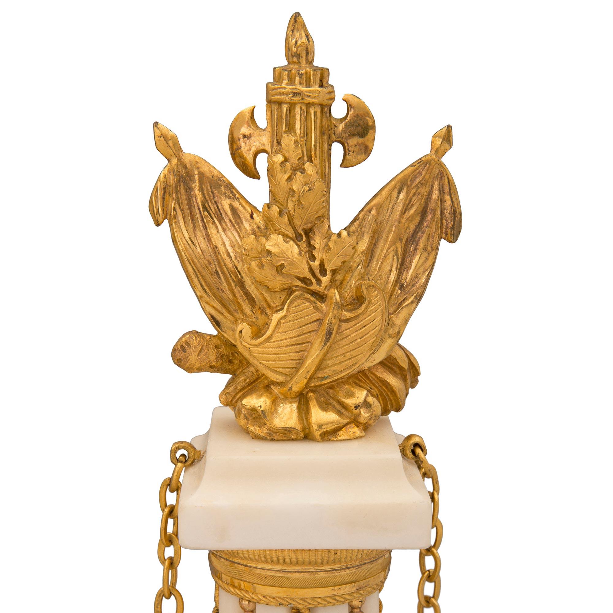 French 19th Century Louis XVI St. Marble and Ormolu Clock, Signed Simona a Paris For Sale 4