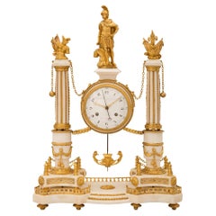French 19th Century Louis XVI St. Marble and Ormolu Clock, Signed Simona a Paris