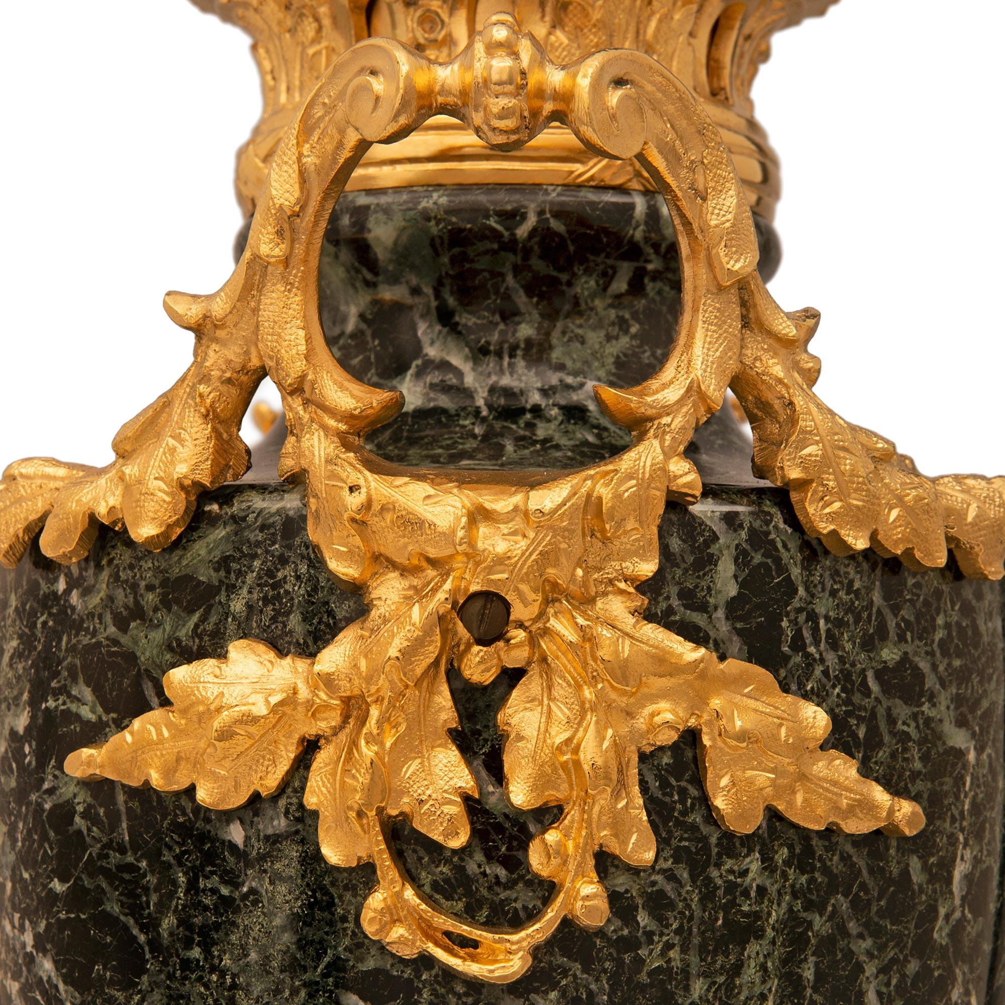 French 19th Century Louis XVI St. Marble And Ormolu Three Piece Garniture Set For Sale 3