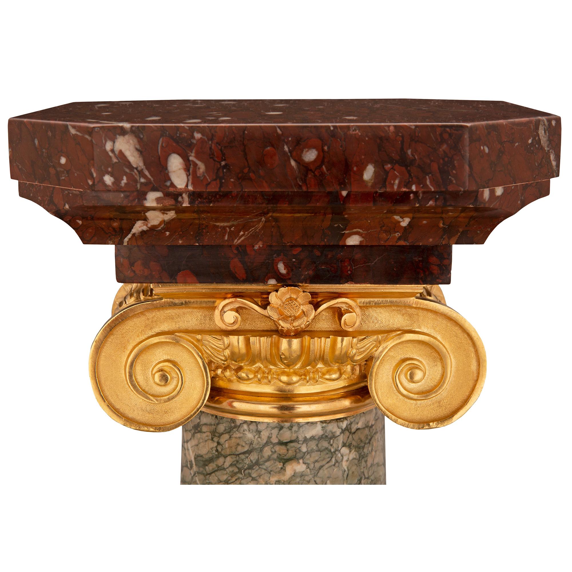 French 19th Century Louis XVI St. Marble, Granite and Ormolu Pedestal Column For Sale 2