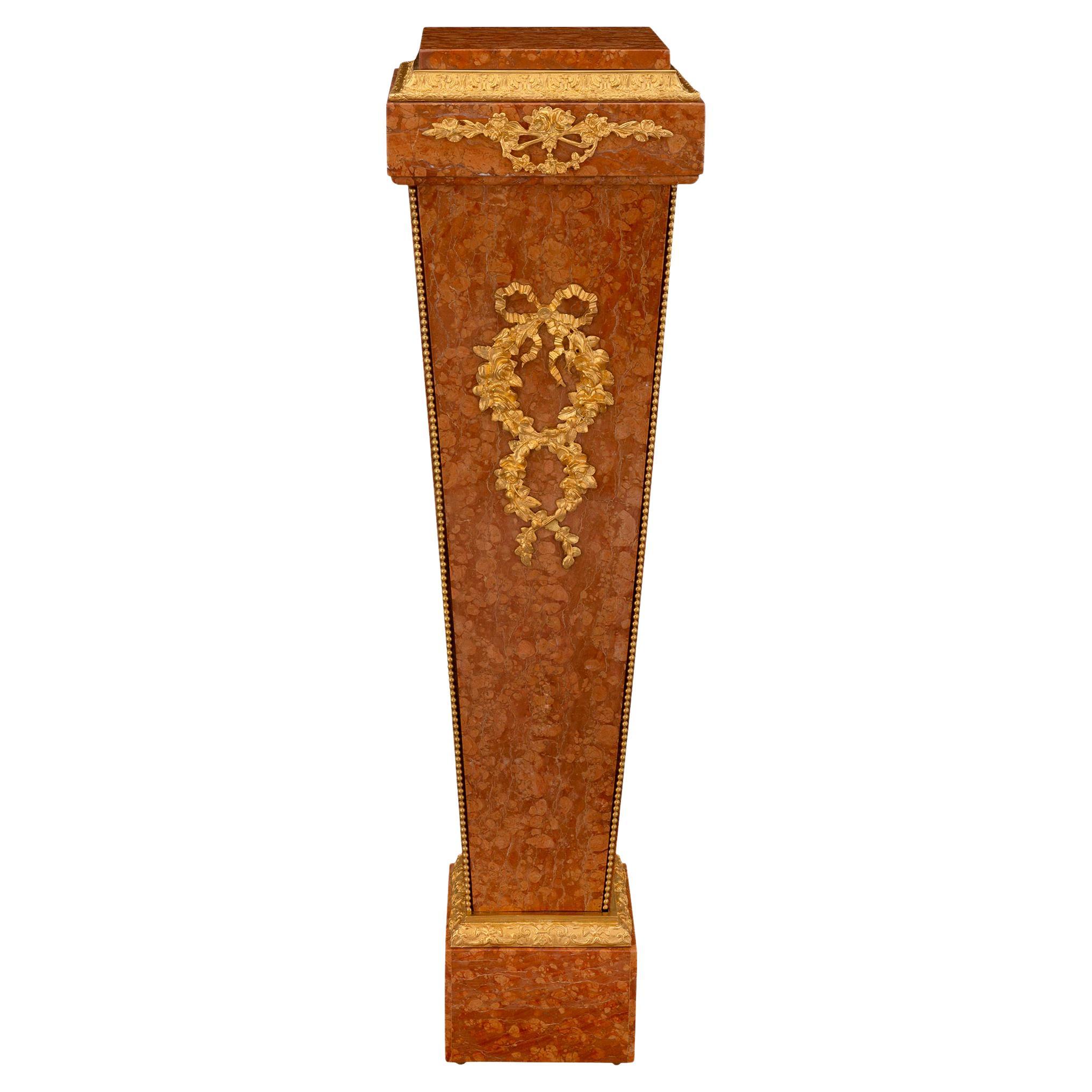 French 19th Century Louis XVI St. Marble, Granite and Ormolu Pedestal Column For Sale