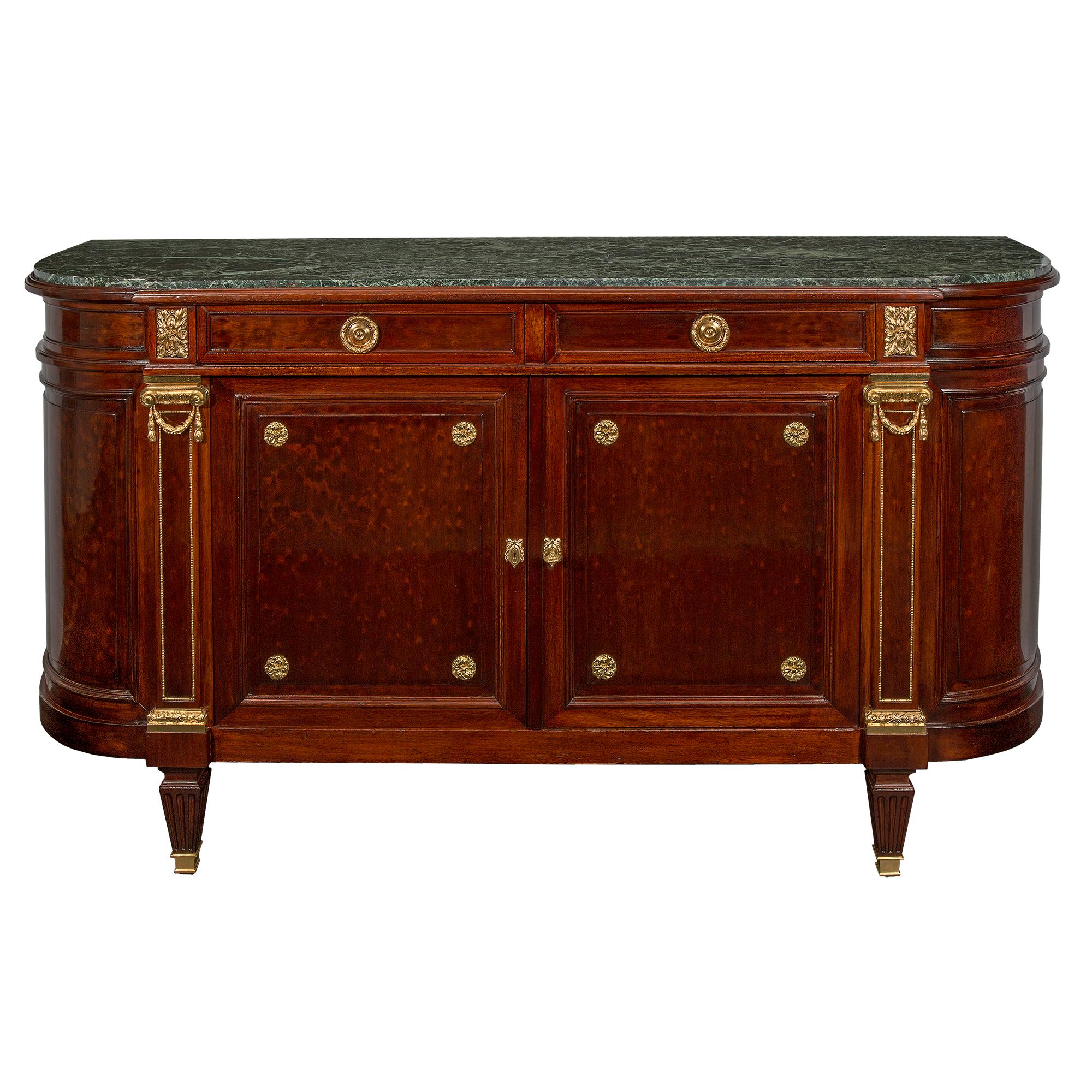  French 19th Century Louis XVI St. Moucheté Mahogany and Ormolu Mounted Buffet In Good Condition For Sale In West Palm Beach, FL