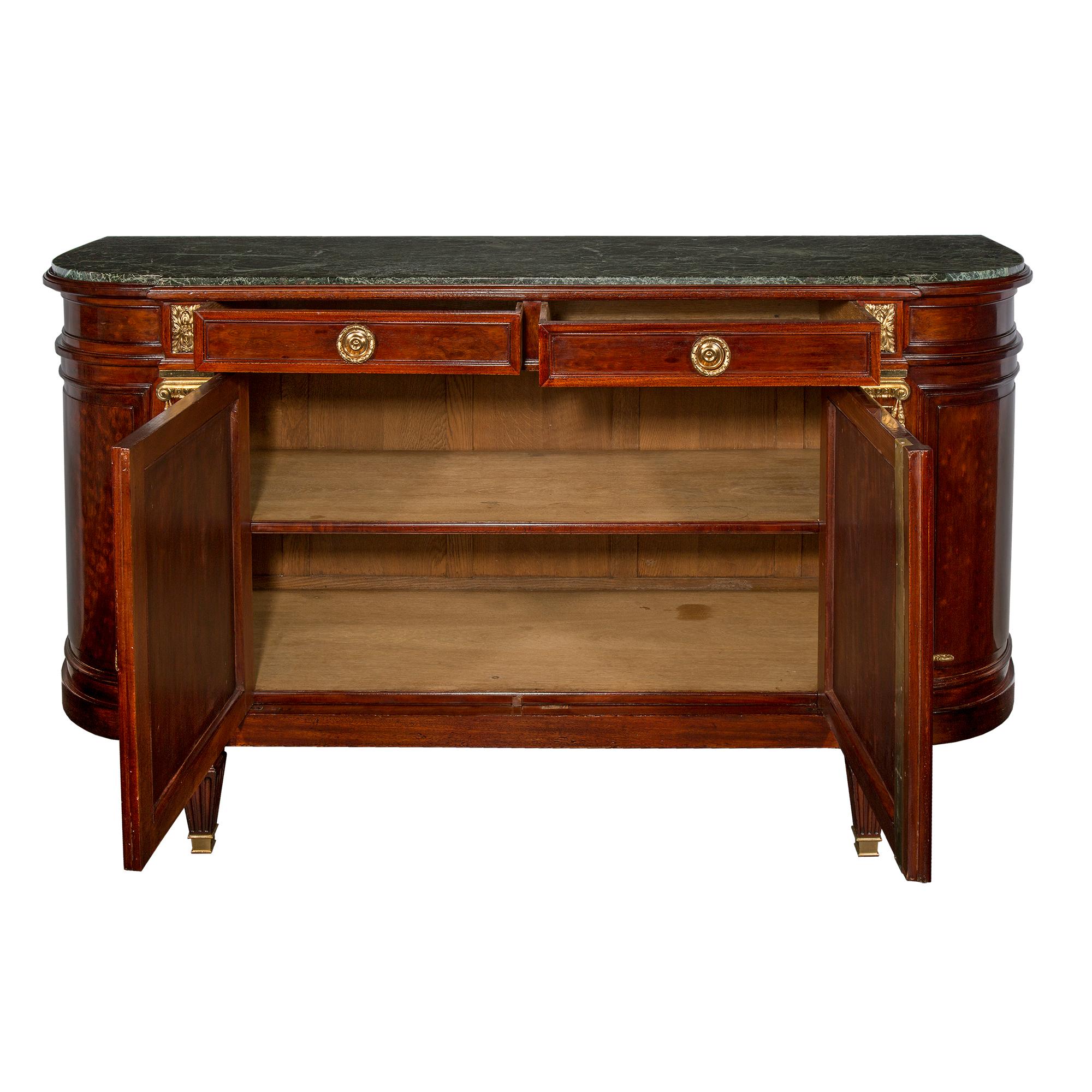  French 19th Century Louis XVI St. Moucheté Mahogany and Ormolu Mounted Buffet For Sale 1