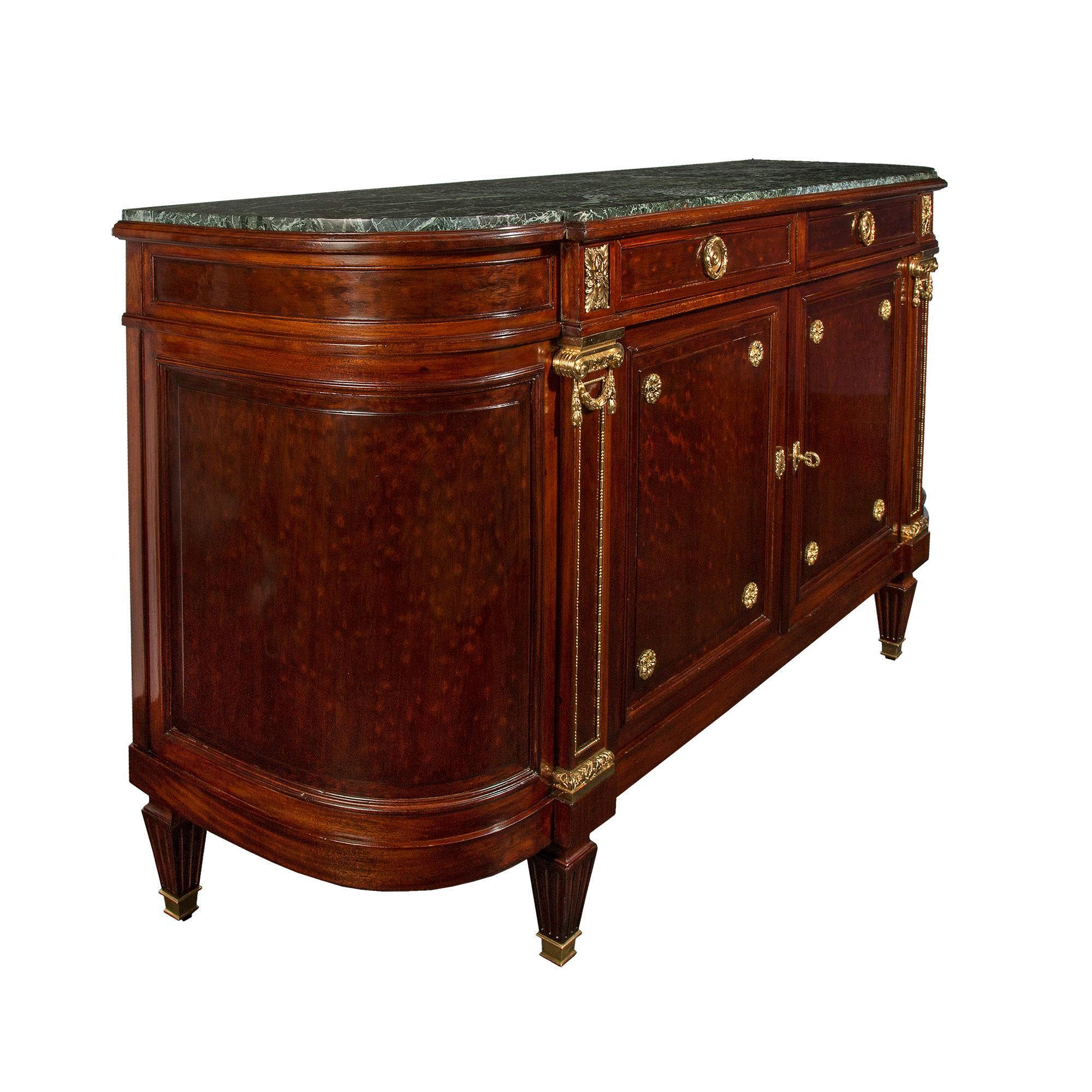  French 19th Century Louis XVI St. Moucheté Mahogany and Ormolu Mounted Buffet For Sale 2
