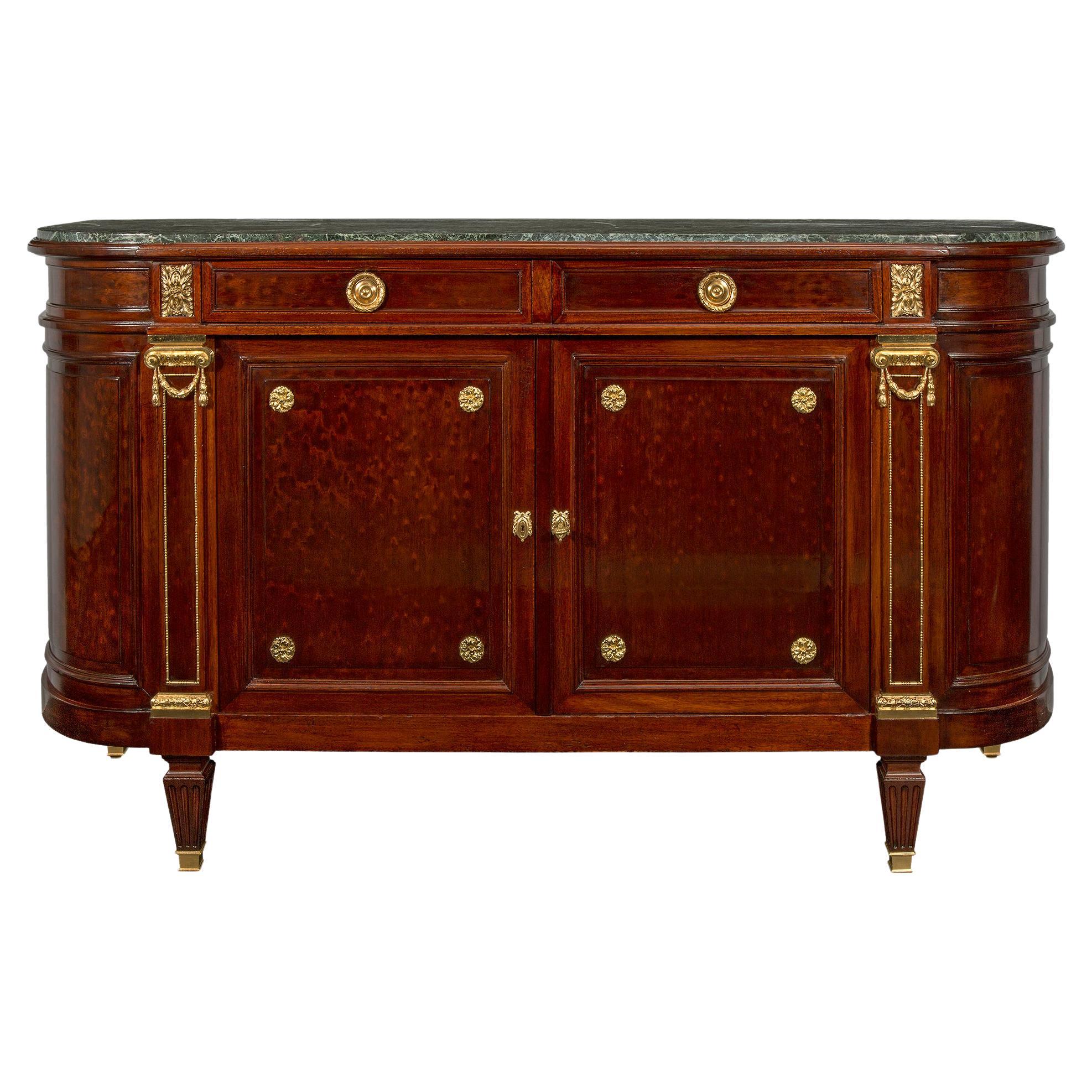  French 19th Century Louis XVI St. Moucheté Mahogany and Ormolu Mounted Buffet For Sale