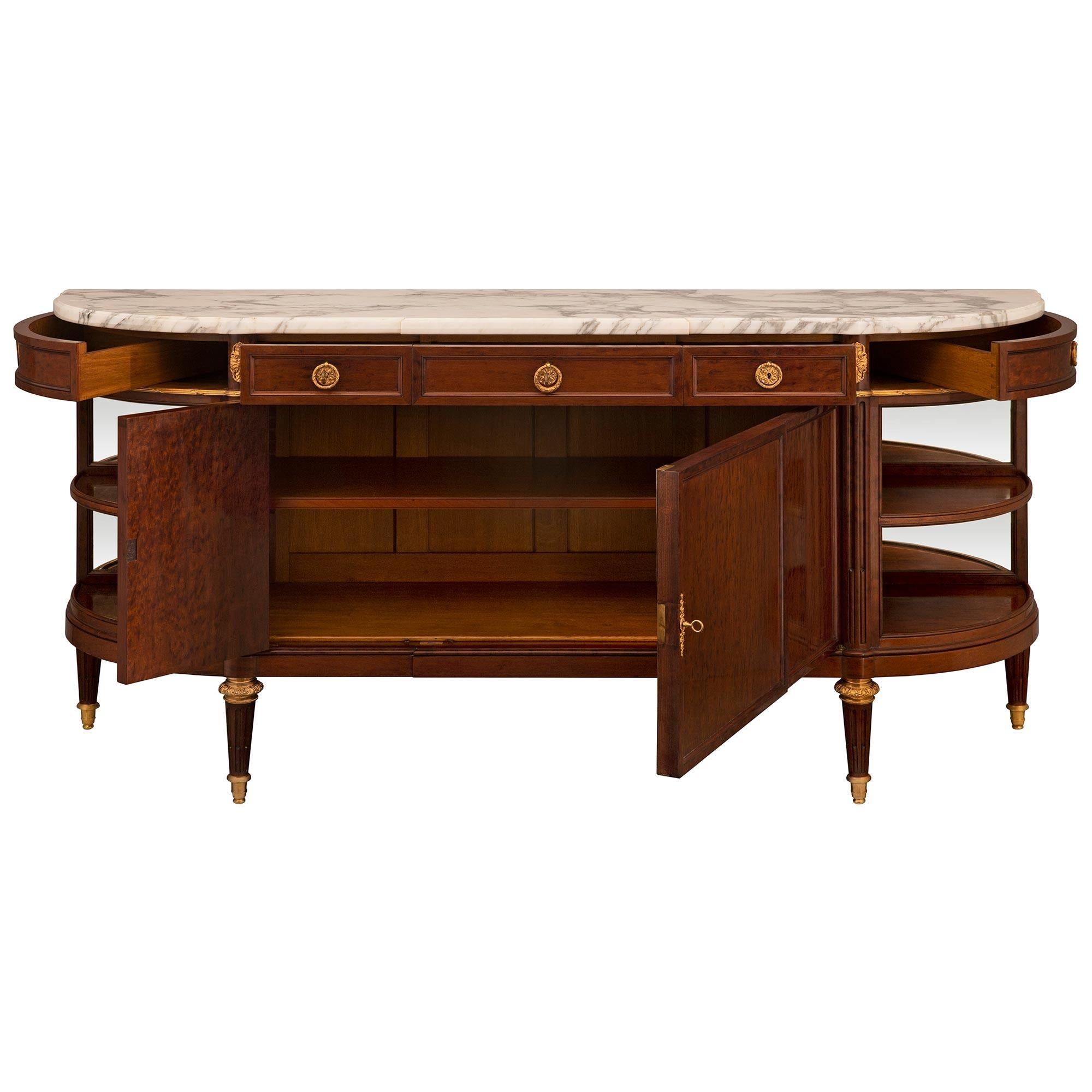 French 19th Century Louis XVI St. Mouchette Mahogany, Ormolu and Marble Buffet In Good Condition For Sale In West Palm Beach, FL