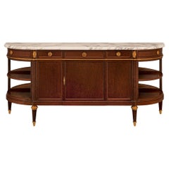 French 19th Century Louis XVI St. Mouchette Mahogany, Ormolu and Marble Buffet