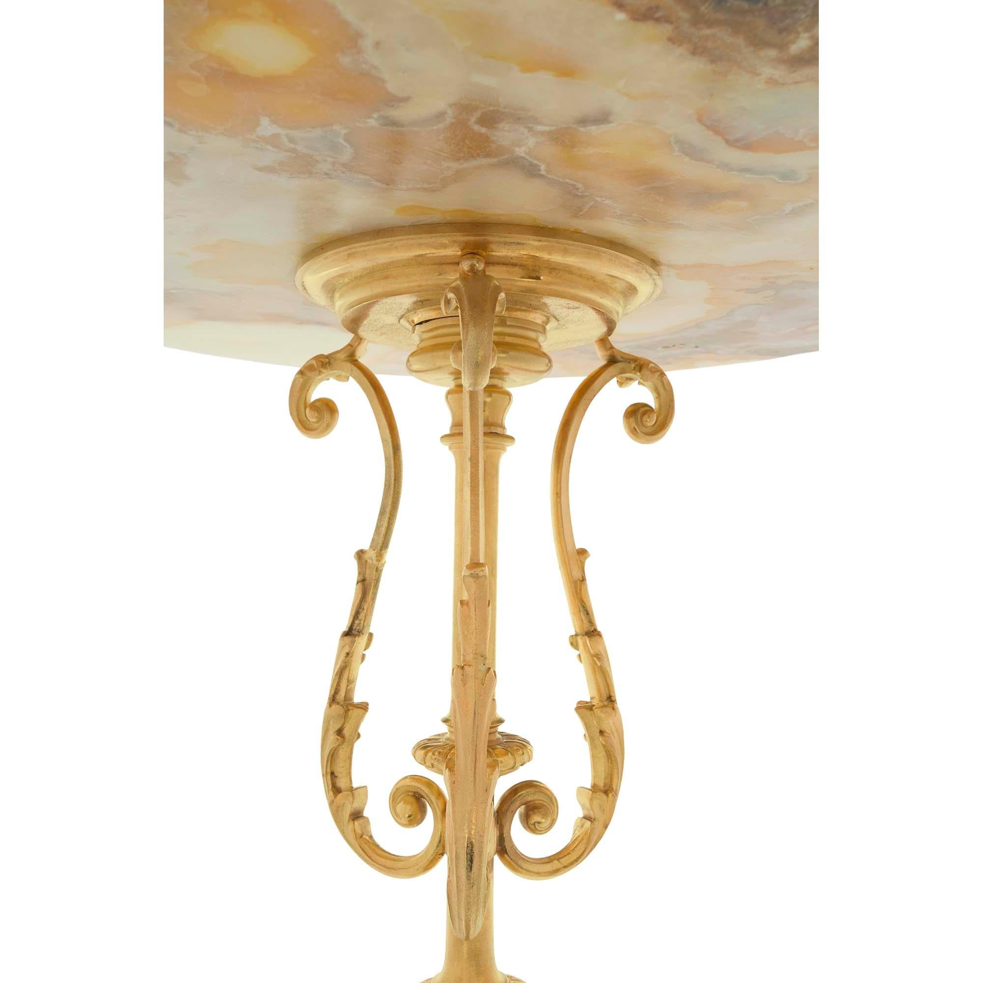 French 19th Century Louis XVI St. Napoleon III Period Onyx and Ormolu Side Table For Sale 2