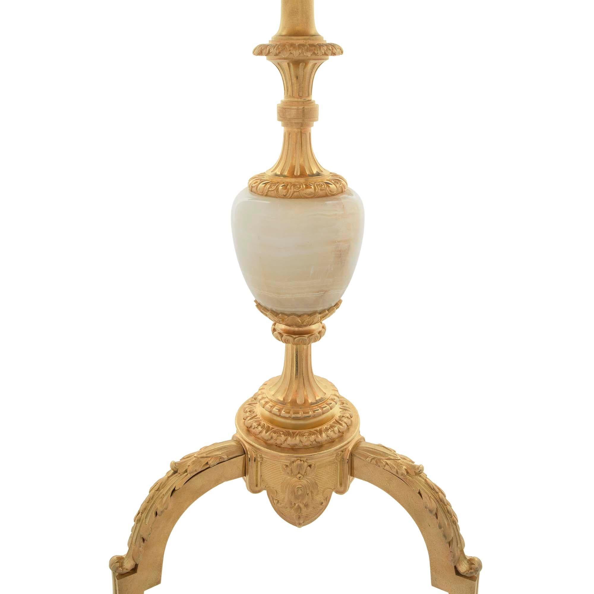 French 19th Century Louis XVI St. Napoleon III Period Onyx and Ormolu Side Table For Sale 3