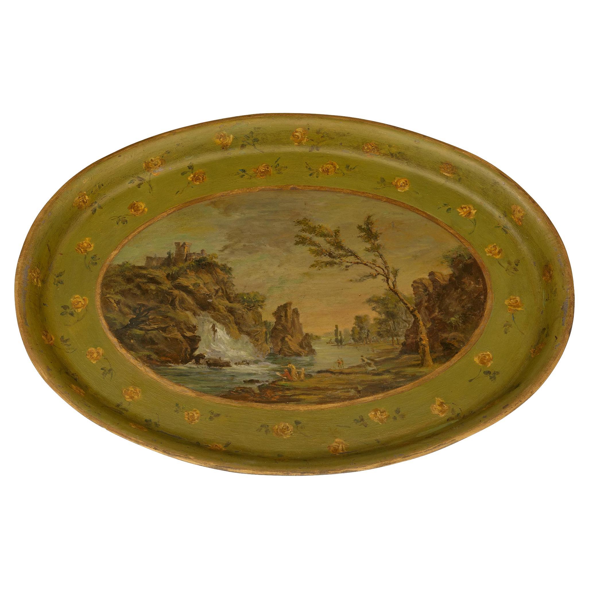 French 19th century Louis XVI st. Napoleon III Period patinated Metal tray