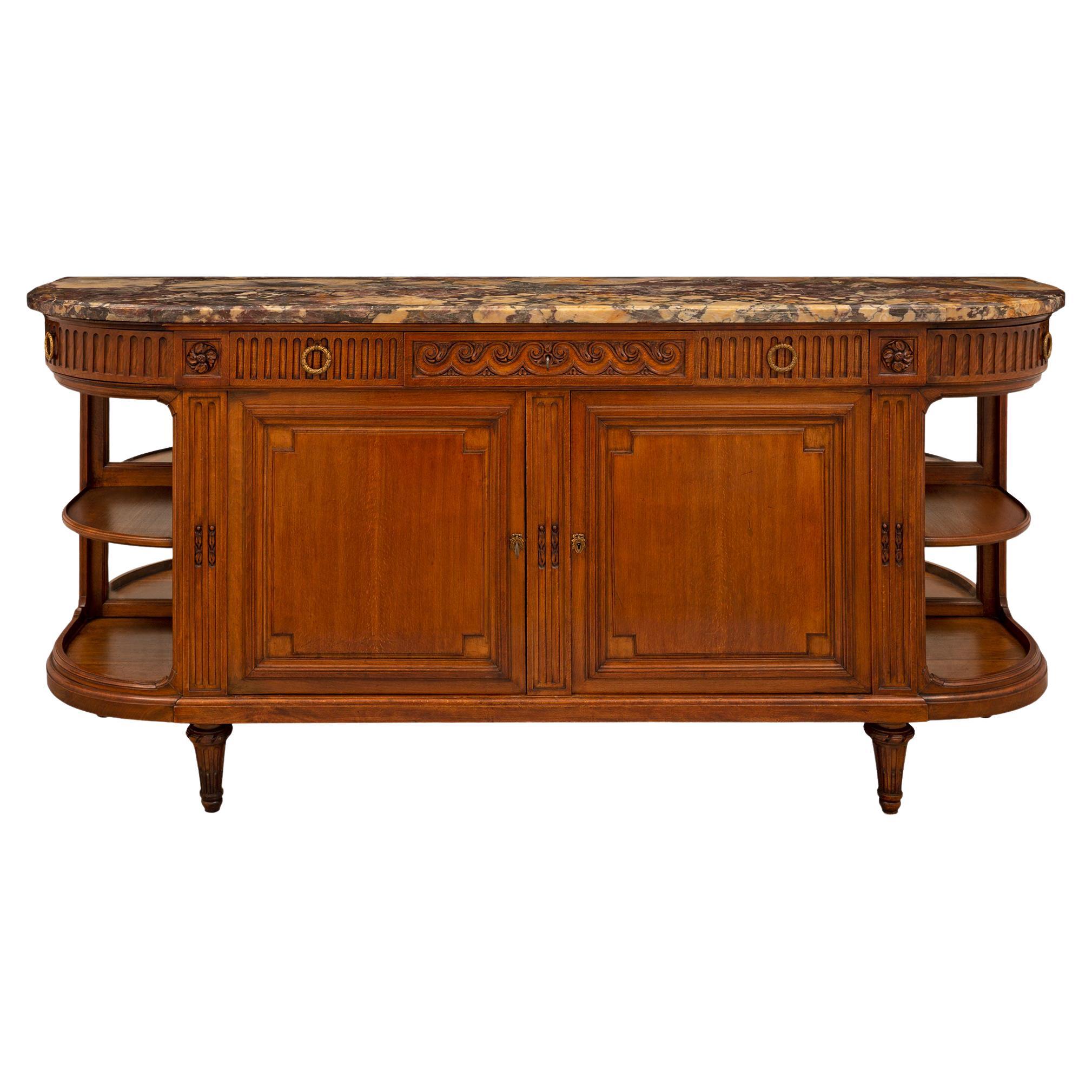 French 19th Century Louis XVI St. Oak, Ormolu and Marble Buffet