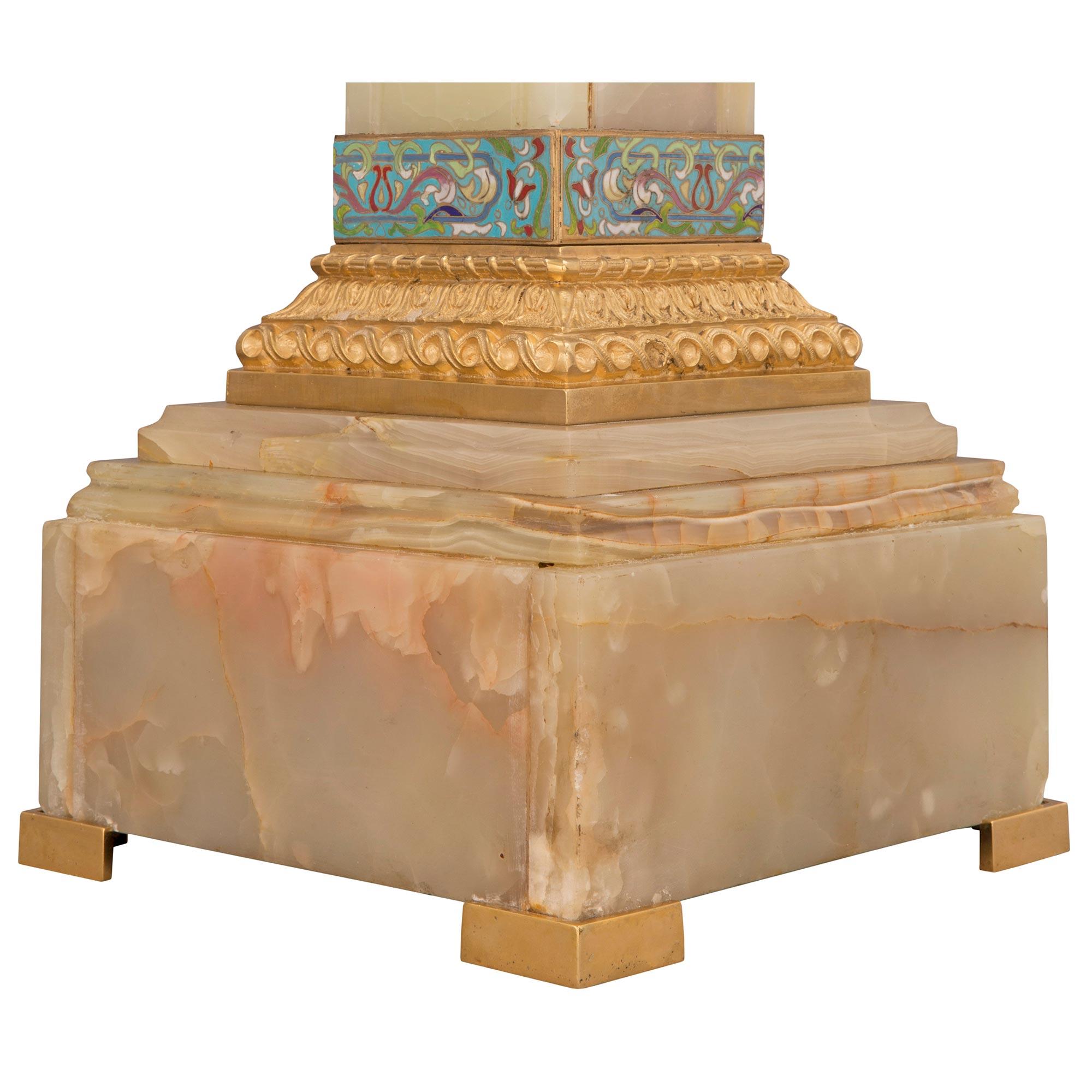 French 19th Century Louis XVI St. Onyx and Cloisonné Pedestal and Centerpiece For Sale 10