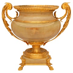 Centre de table/plante en onyx et bronze doré français du XIXe siècle de style Louis XVI