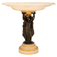 Centrotavola francese del XIX secolo in stile Luigi XVI in onice, ormolu e bronzo