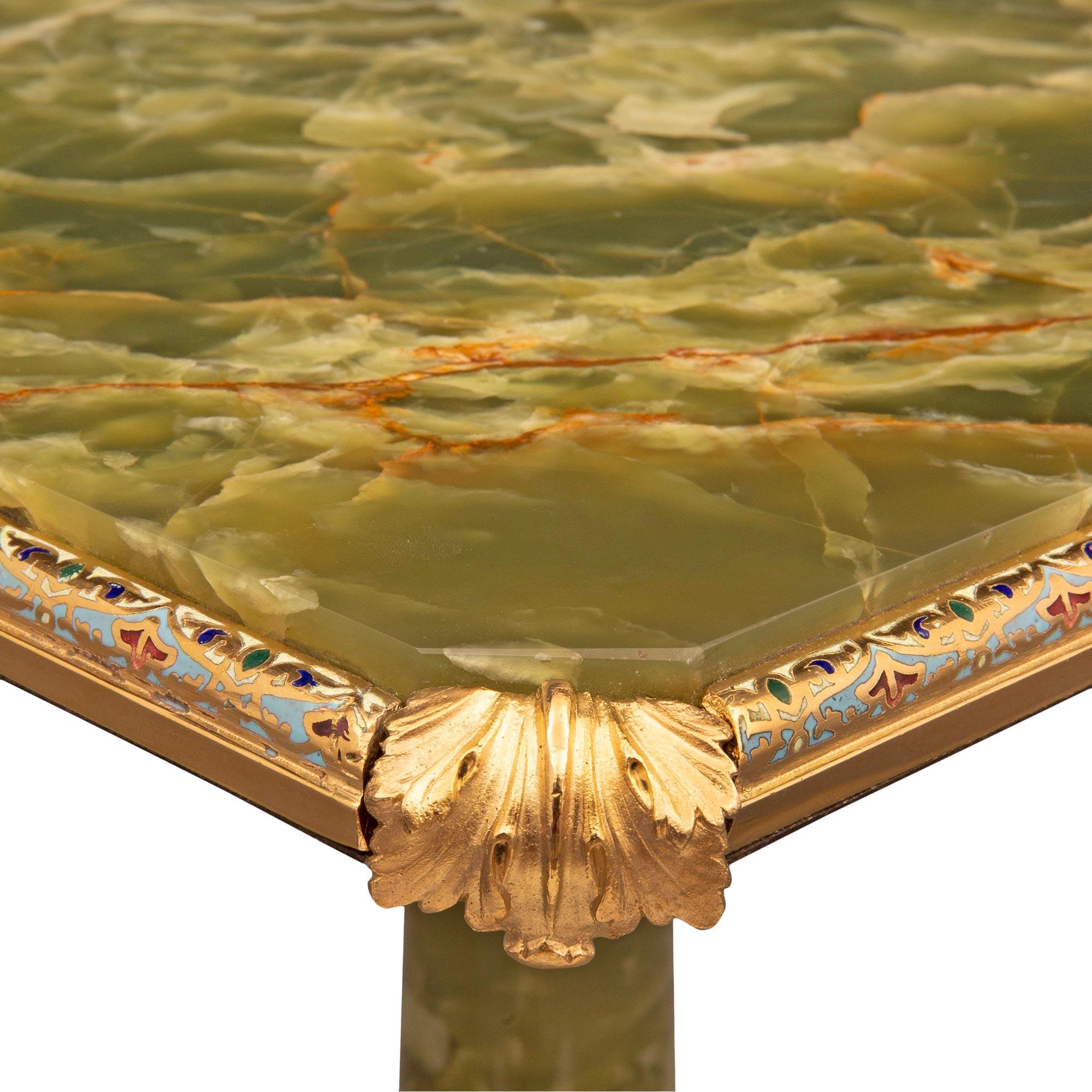 French 19th Century Louis XVI St. Onyx, Ormolu and Cloisonné Side Table/Pedestal In Good Condition For Sale In West Palm Beach, FL