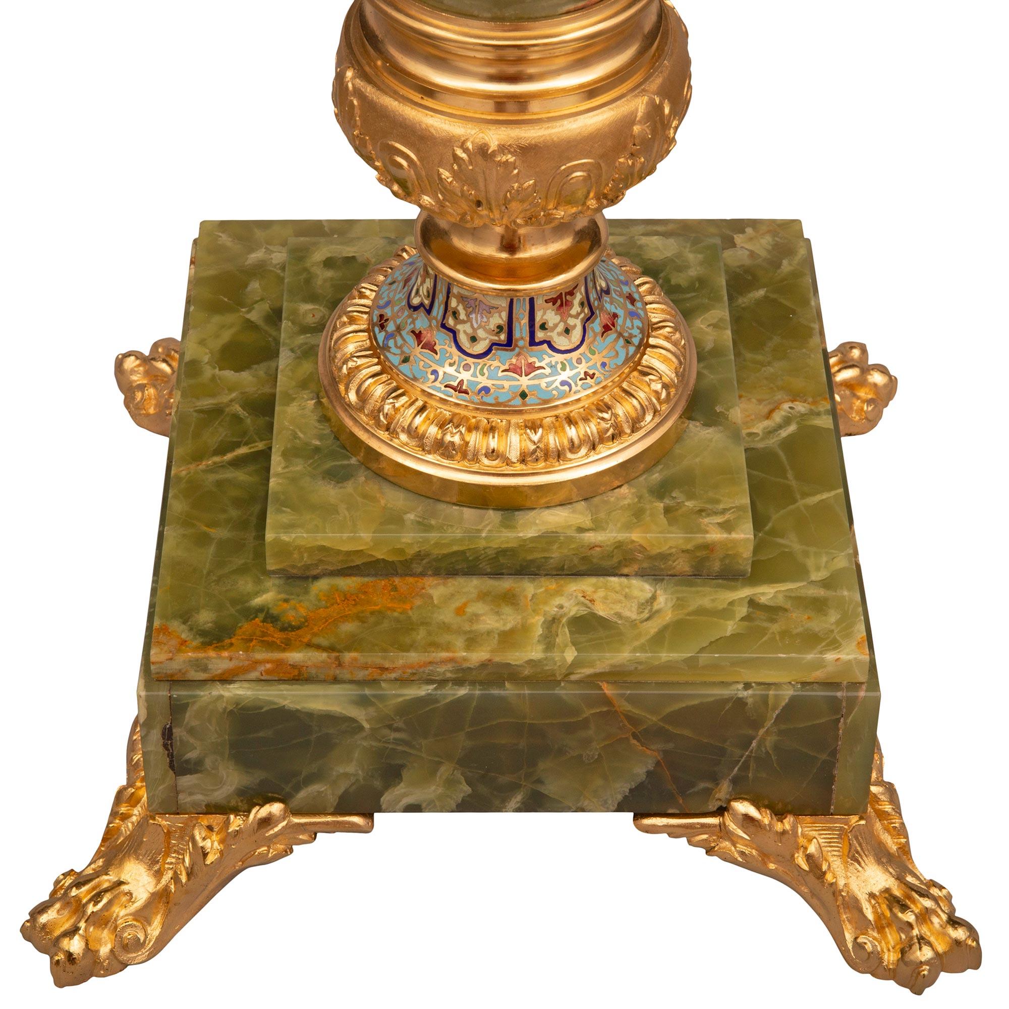 French 19th Century Louis XVI St. Onyx, Ormolu and Cloisonné Side Table/Pedestal For Sale 4