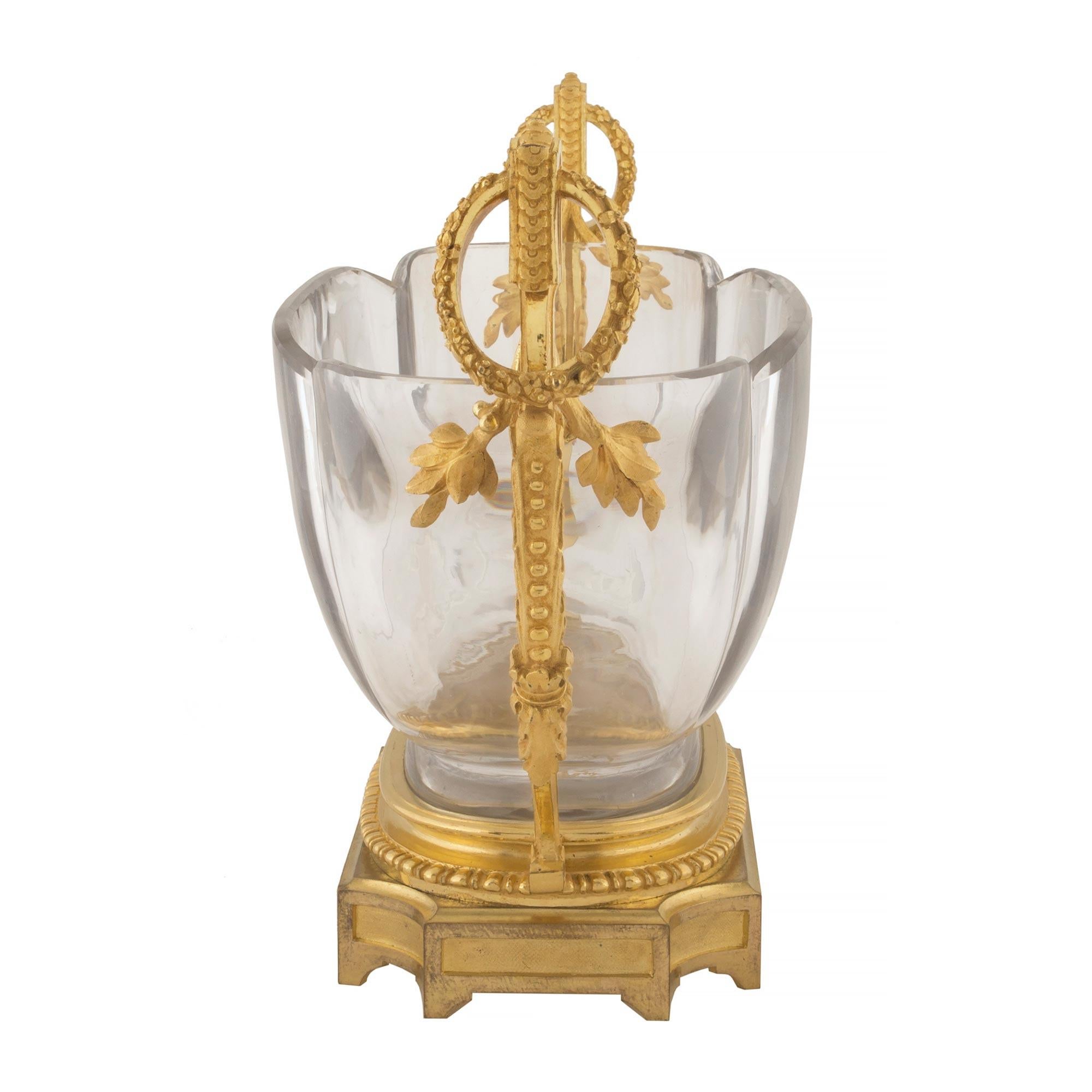 French 19th Century Louis XVI St. Ormolu and Baccarat Crystal Centerpiece Bowl In Good Condition In West Palm Beach, FL
