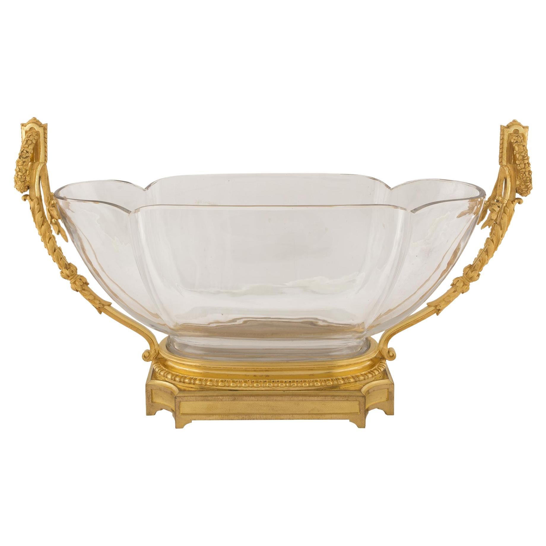 French 19th Century Louis XVI St. Ormolu and Baccarat Crystal Centerpiece Bowl