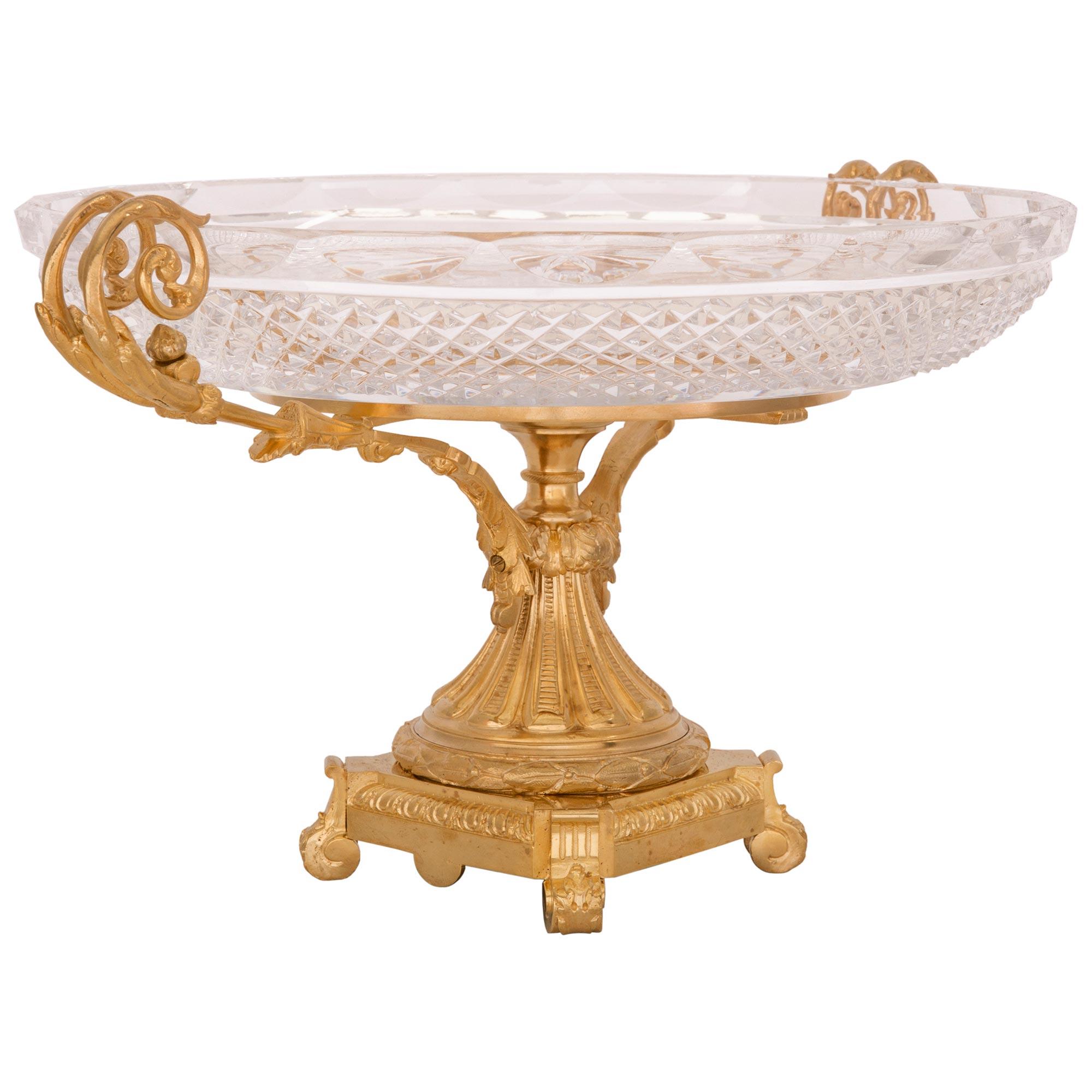 French 19th Century Louis XVI St. Ormolu and Baccarat Crystal Centerpiece In Good Condition For Sale In West Palm Beach, FL