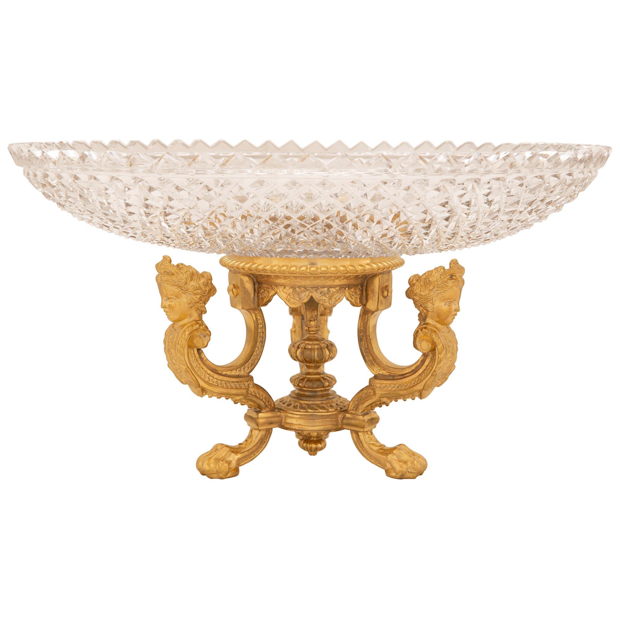 French 19th Century Louis XVI St. Ormolu And Baccarat Crystal Centerpiece In Good Condition In West Palm Beach, FL