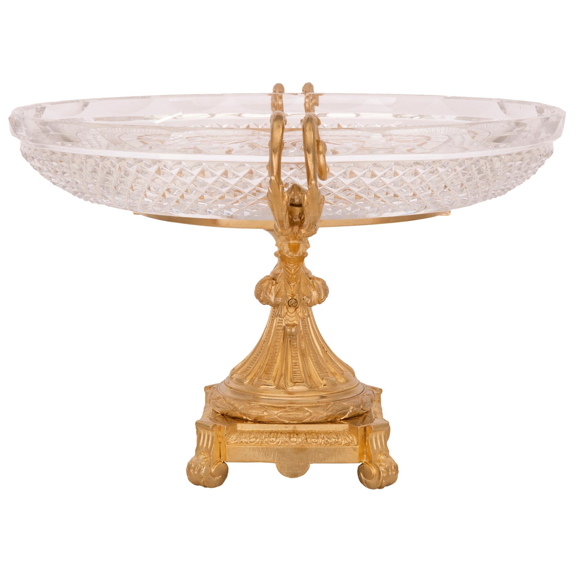 French 19th Century Louis XVI St. Ormolu and Baccarat Crystal Centerpiece For Sale 1