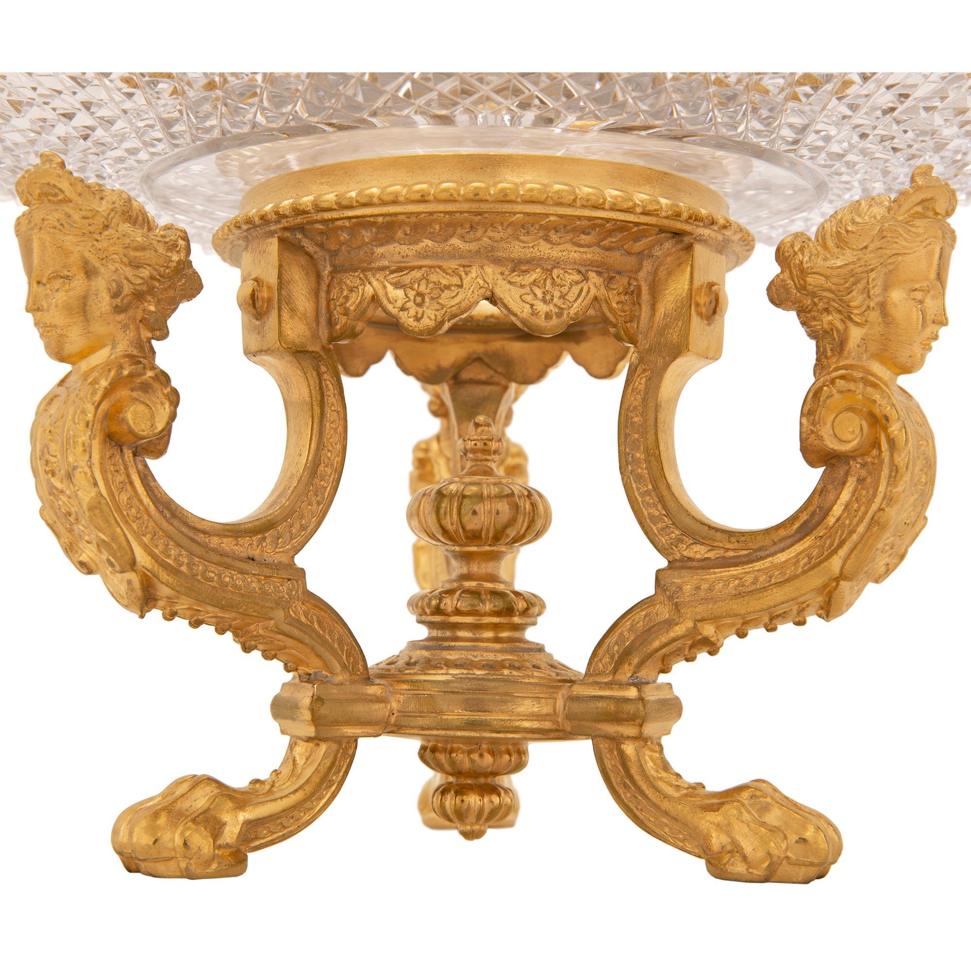 French 19th Century Louis XVI St. Ormolu And Baccarat Crystal Centerpiece 1