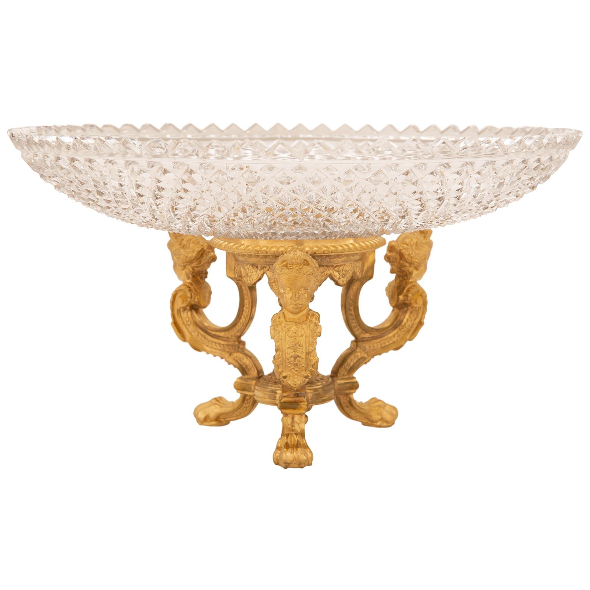 French 19th Century Louis XVI St. Ormolu And Baccarat Crystal Centerpiece 4