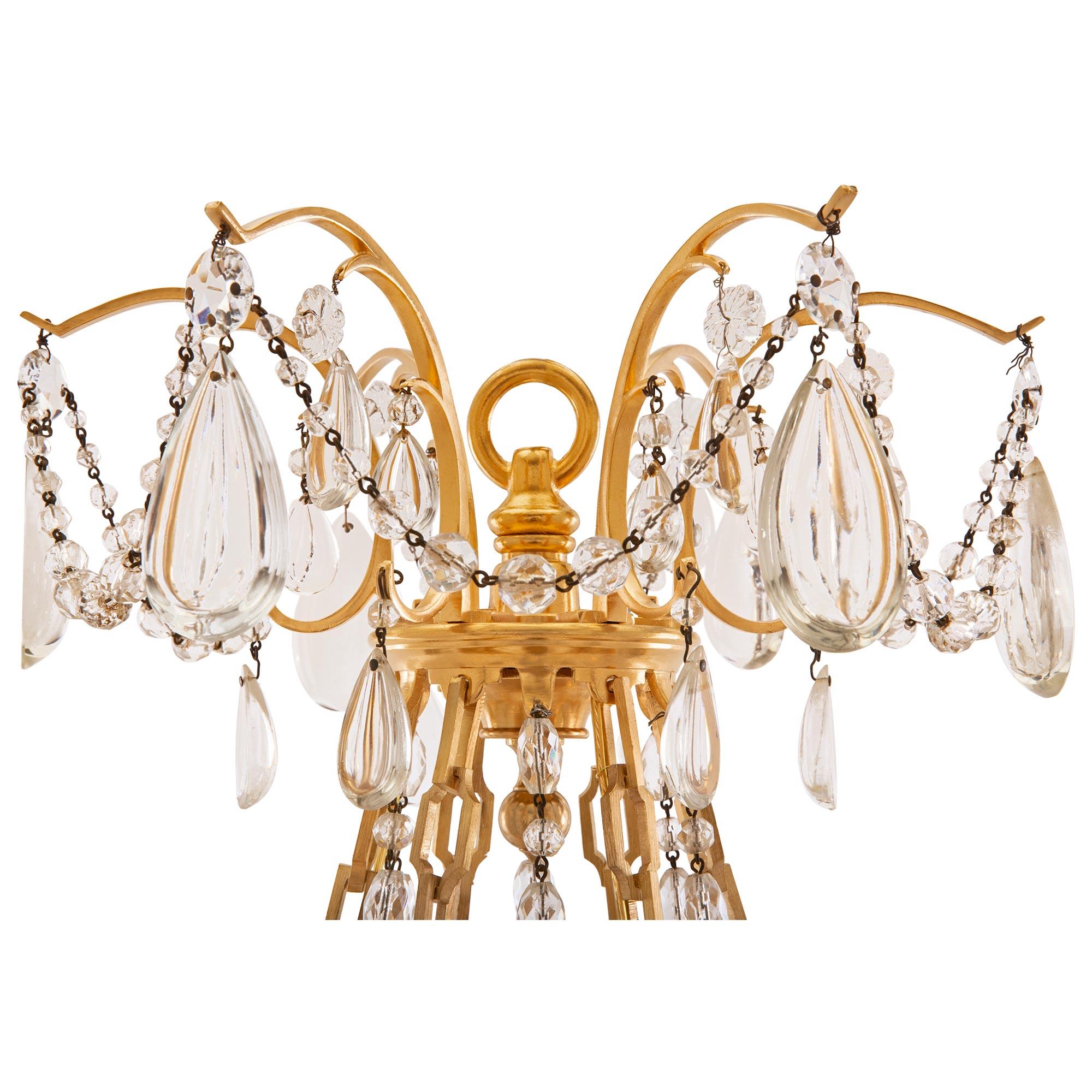 French 19th Century Louis XVI St. Ormolu and Baccarat Crystal Chandelier In Good Condition For Sale In West Palm Beach, FL