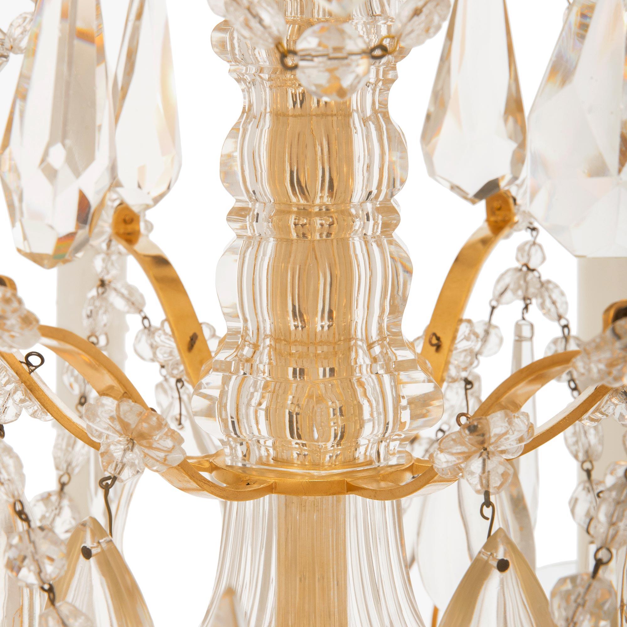 French 19th Century Louis XVI St. Ormolu And Baccarat Crystal Chandelier In Good Condition For Sale In West Palm Beach, FL