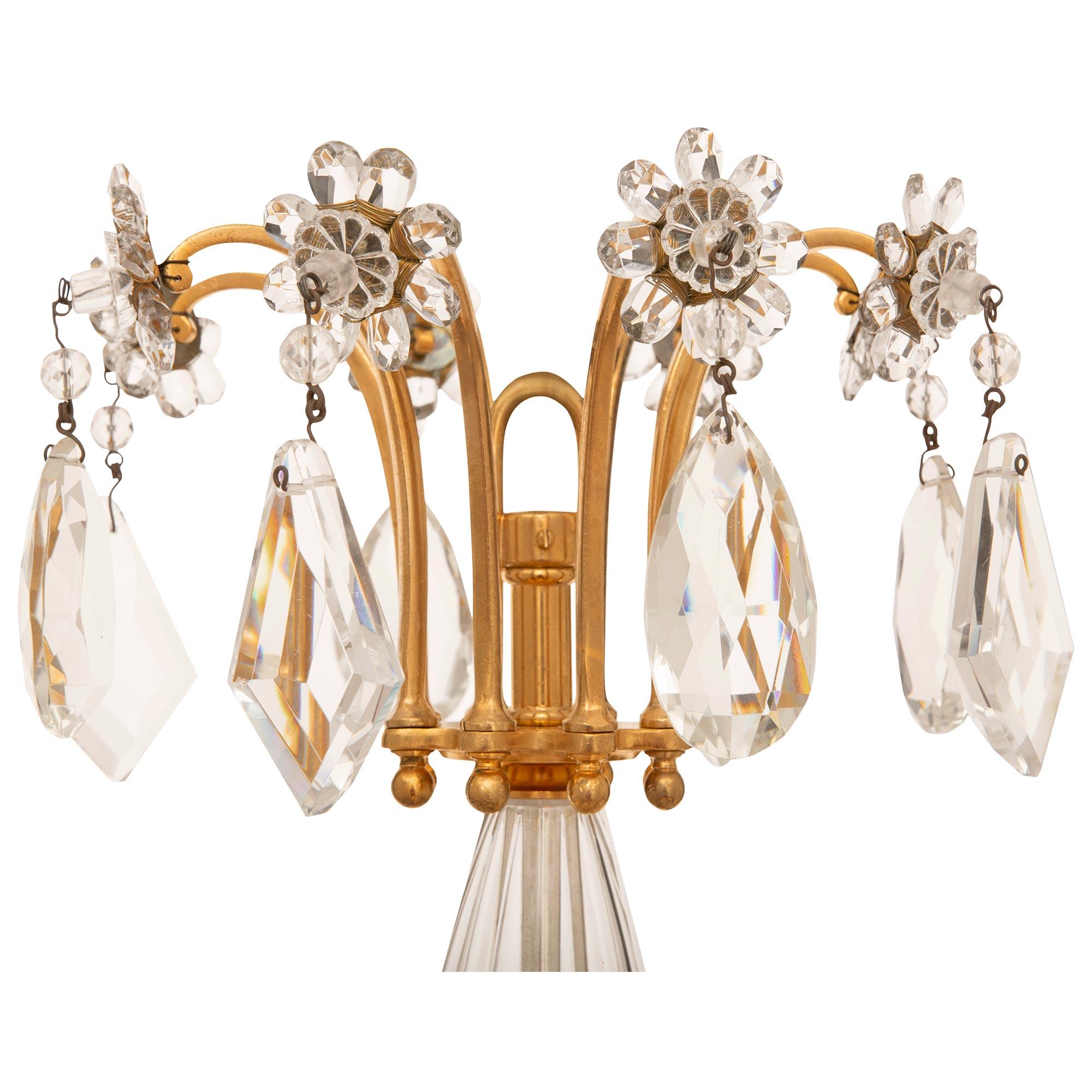 French 19th century Louis XVI st. Ormolu and Baccarat Crystal chandelier In Good Condition For Sale In West Palm Beach, FL