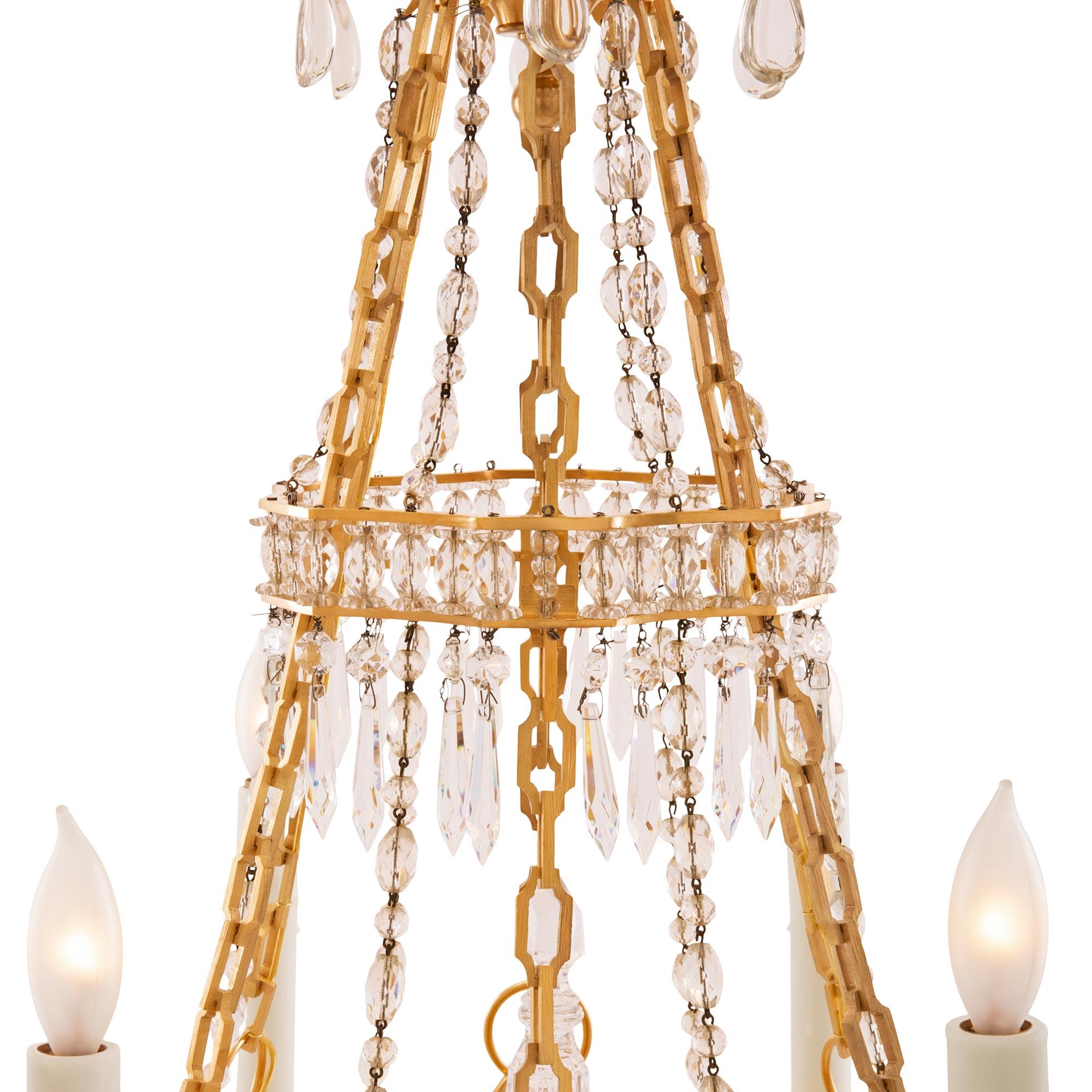French 19th Century Louis XVI St. Ormolu and Baccarat Crystal Chandelier For Sale 1