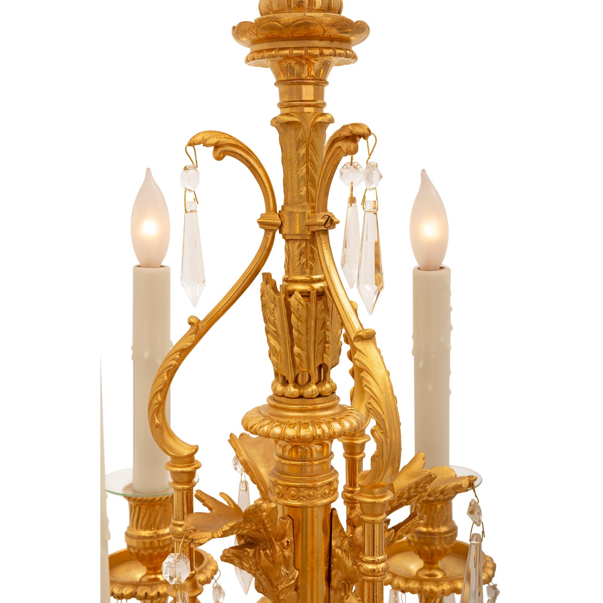 French 19th Century Louis XVI St. Ormolu And Baccarat Crystal Chandelier For Sale 1