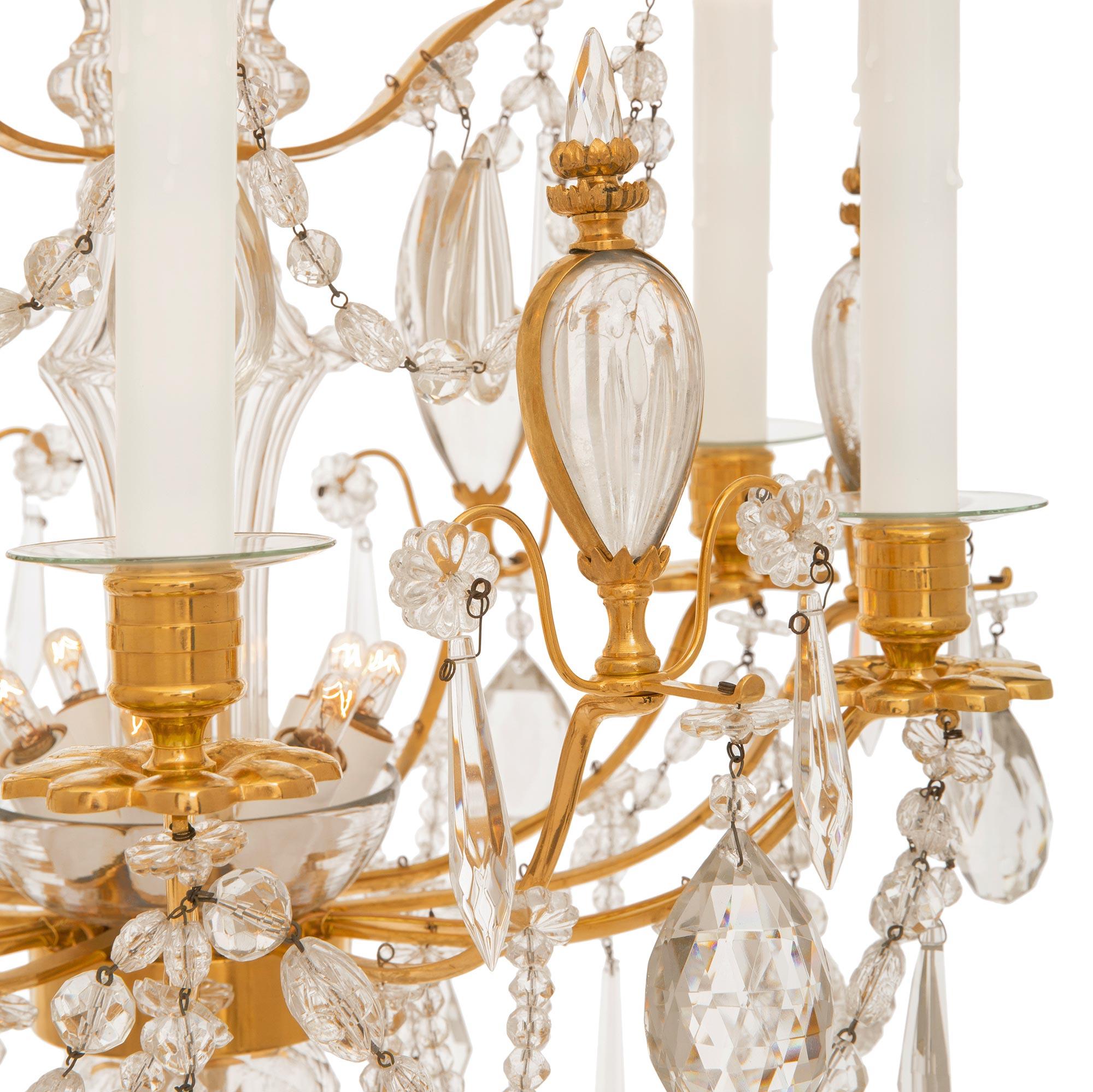French 19th Century Louis XVI St. Ormolu And Baccarat Crystal Chandelier For Sale 1