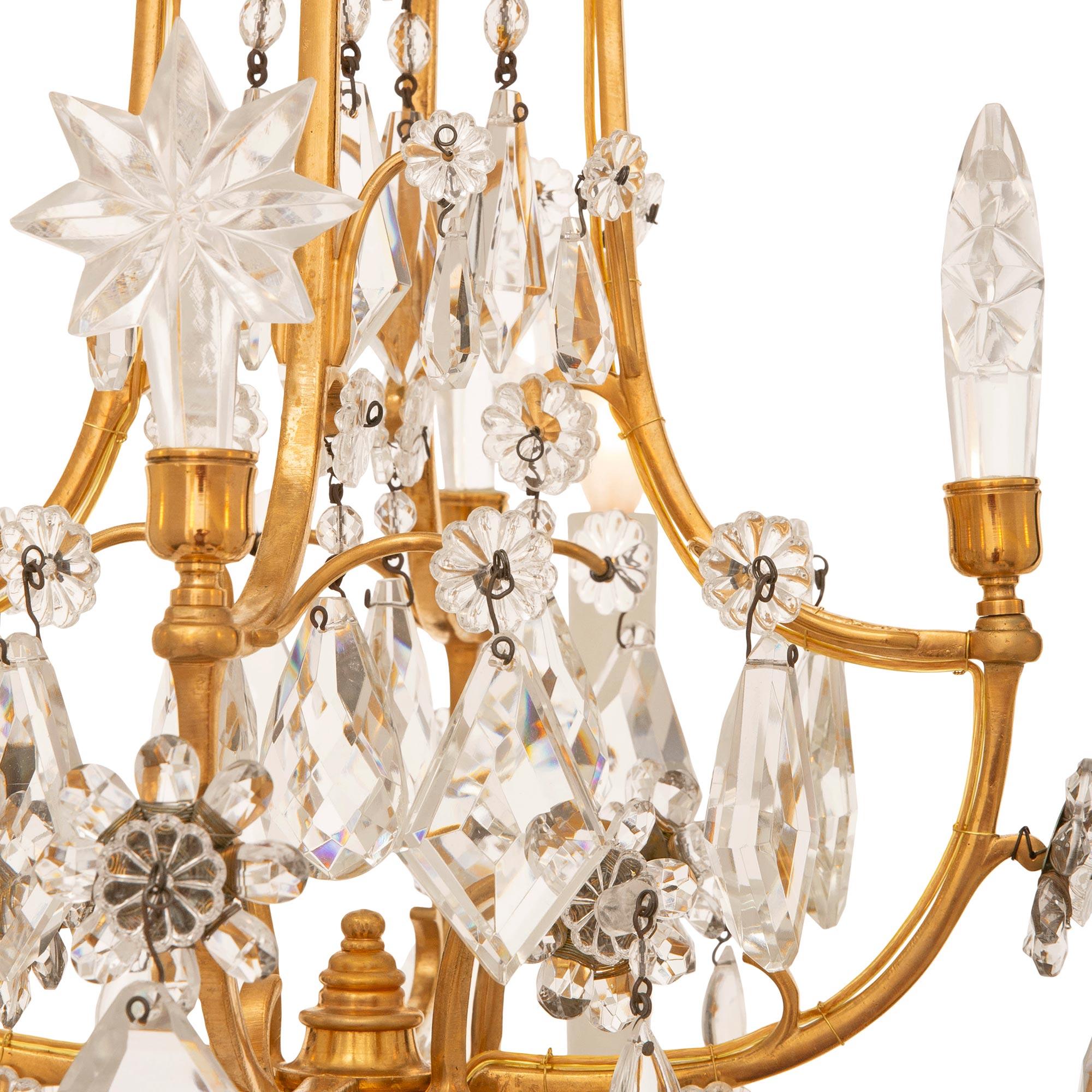 19th Century French 19th century Louis XVI st. Ormolu and Baccarat Crystal chandelier For Sale